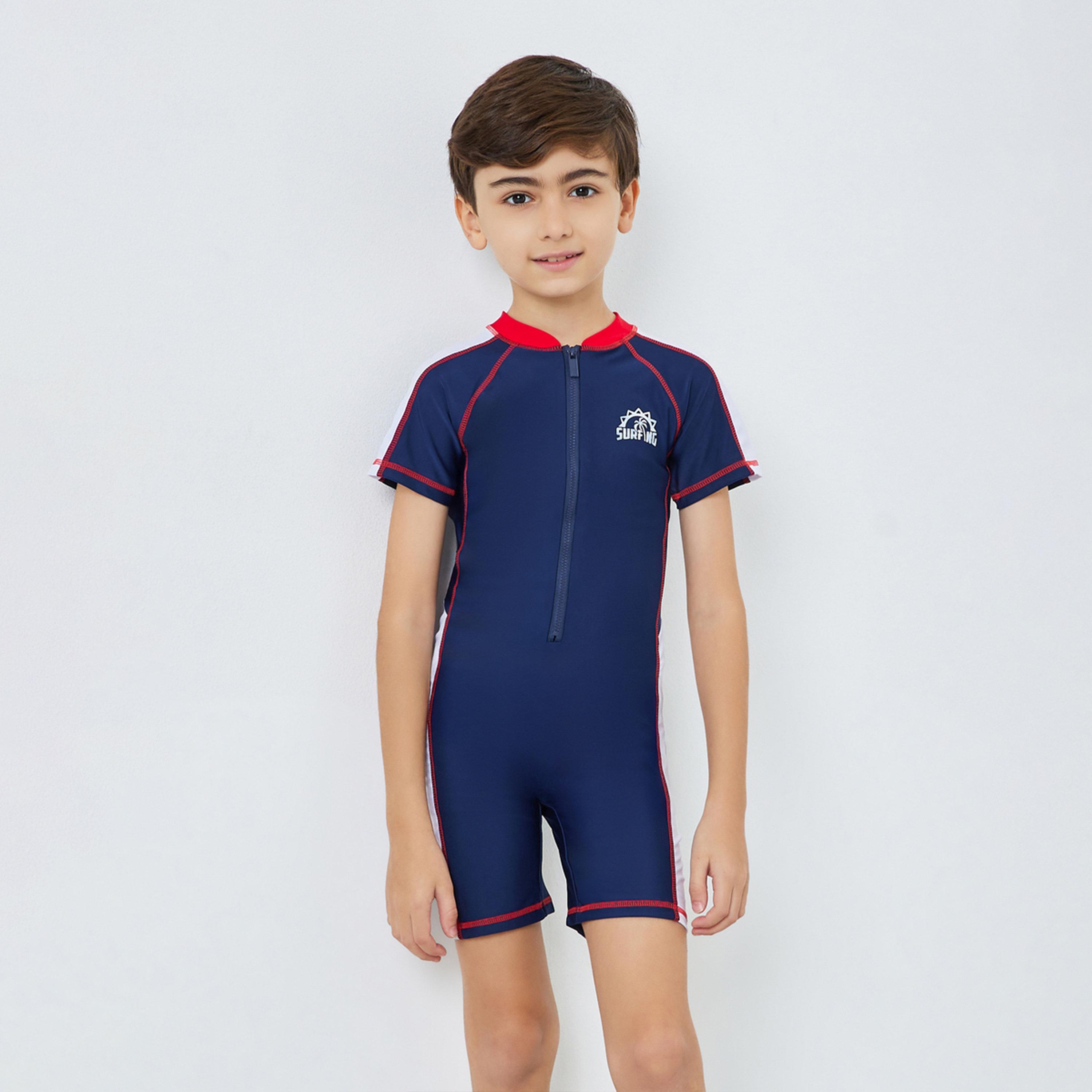 Styli Boys Color Block Swimsuit with Front Zip-boys-clothing-swimwear-image-1