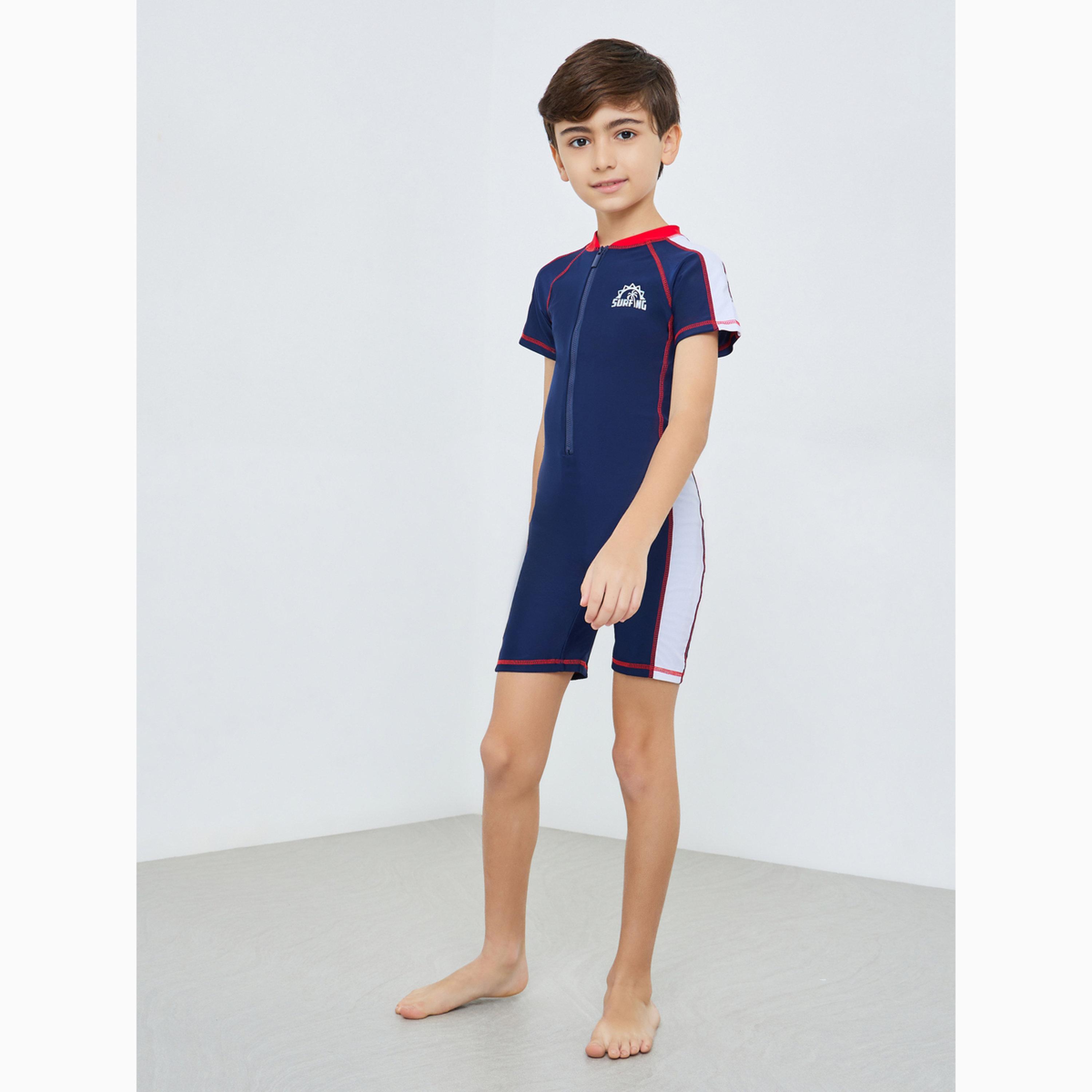 Styli Boys Color Block Swimsuit with Front Zip-boys-clothing-swimwear-image-2