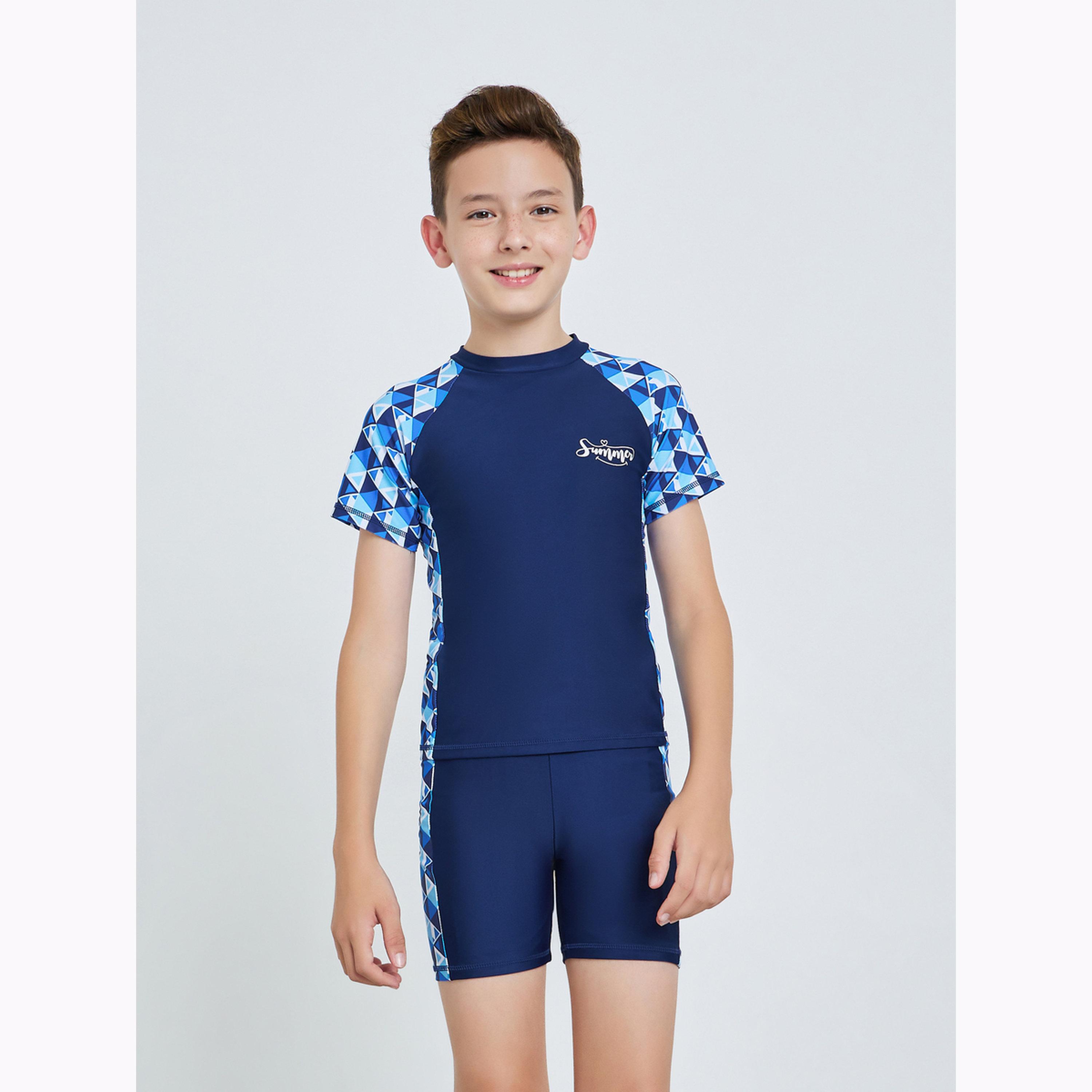 Styli Teen Boys Printed Swim Top and Shorts Set-boys-clothing-swimwear-image-1