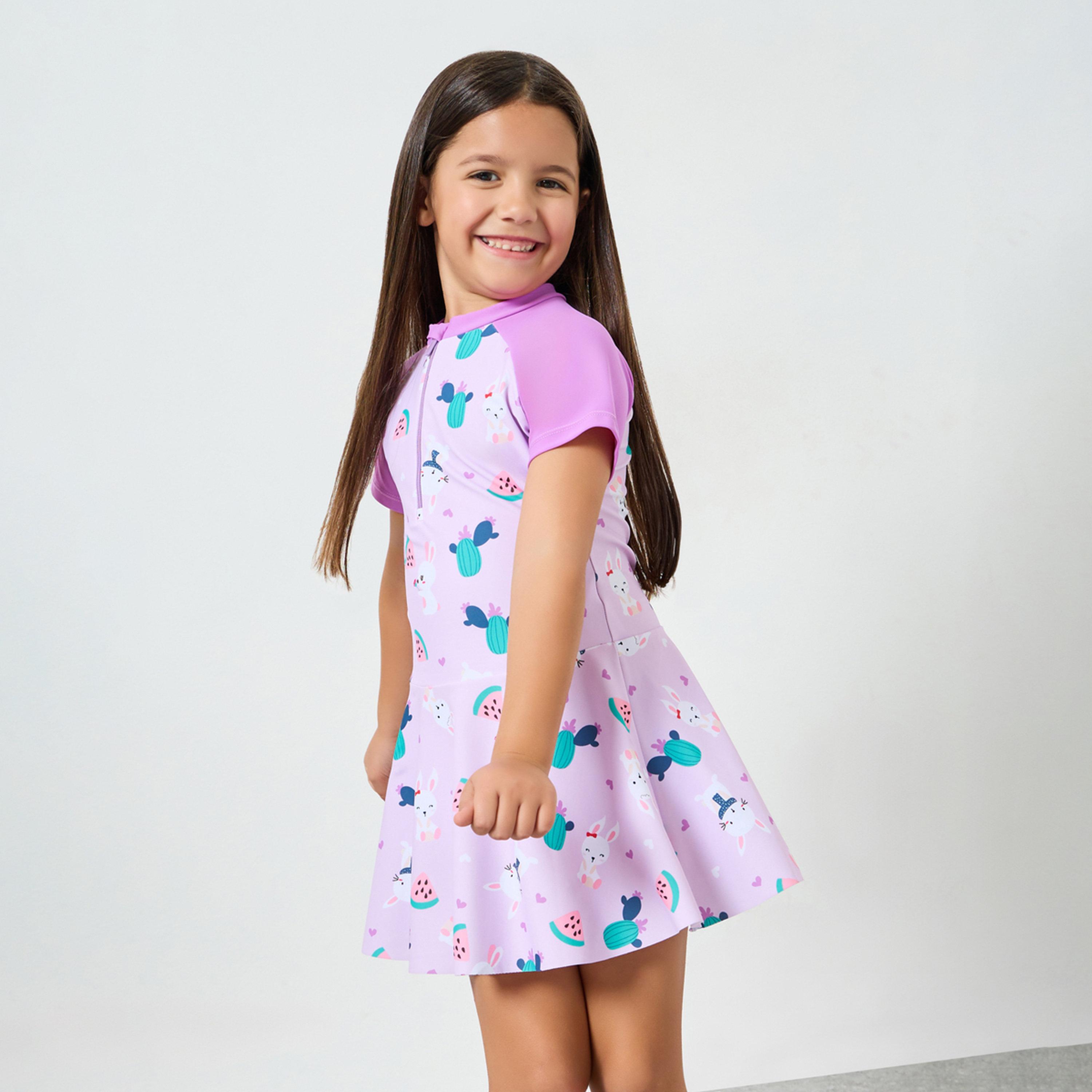 Styli Girls Printed Swimsuit with Shorts-girls-clothing-swimwear-image-1