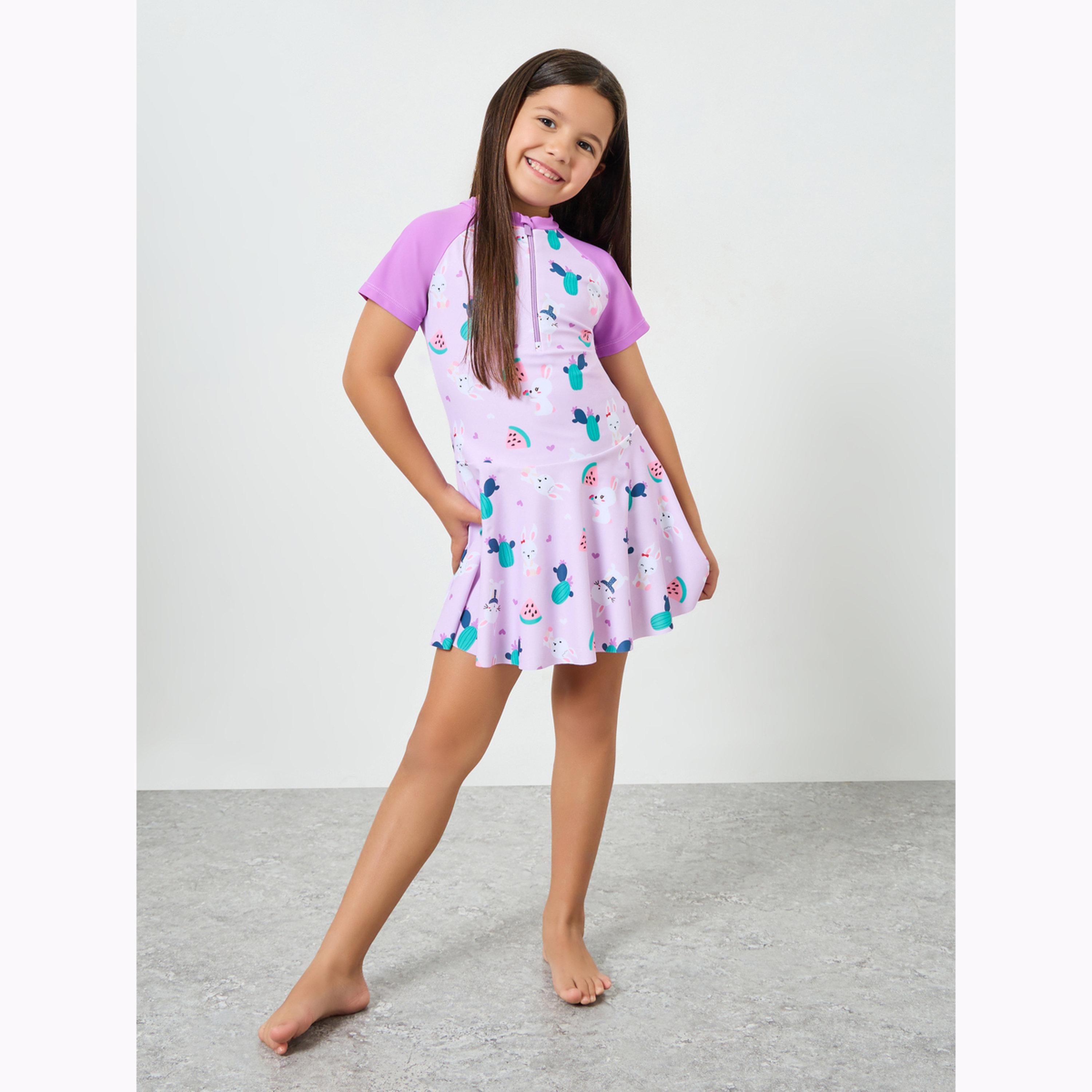Styli Girls Printed Swimsuit with Shorts-girls-clothing-swimwear-image-2