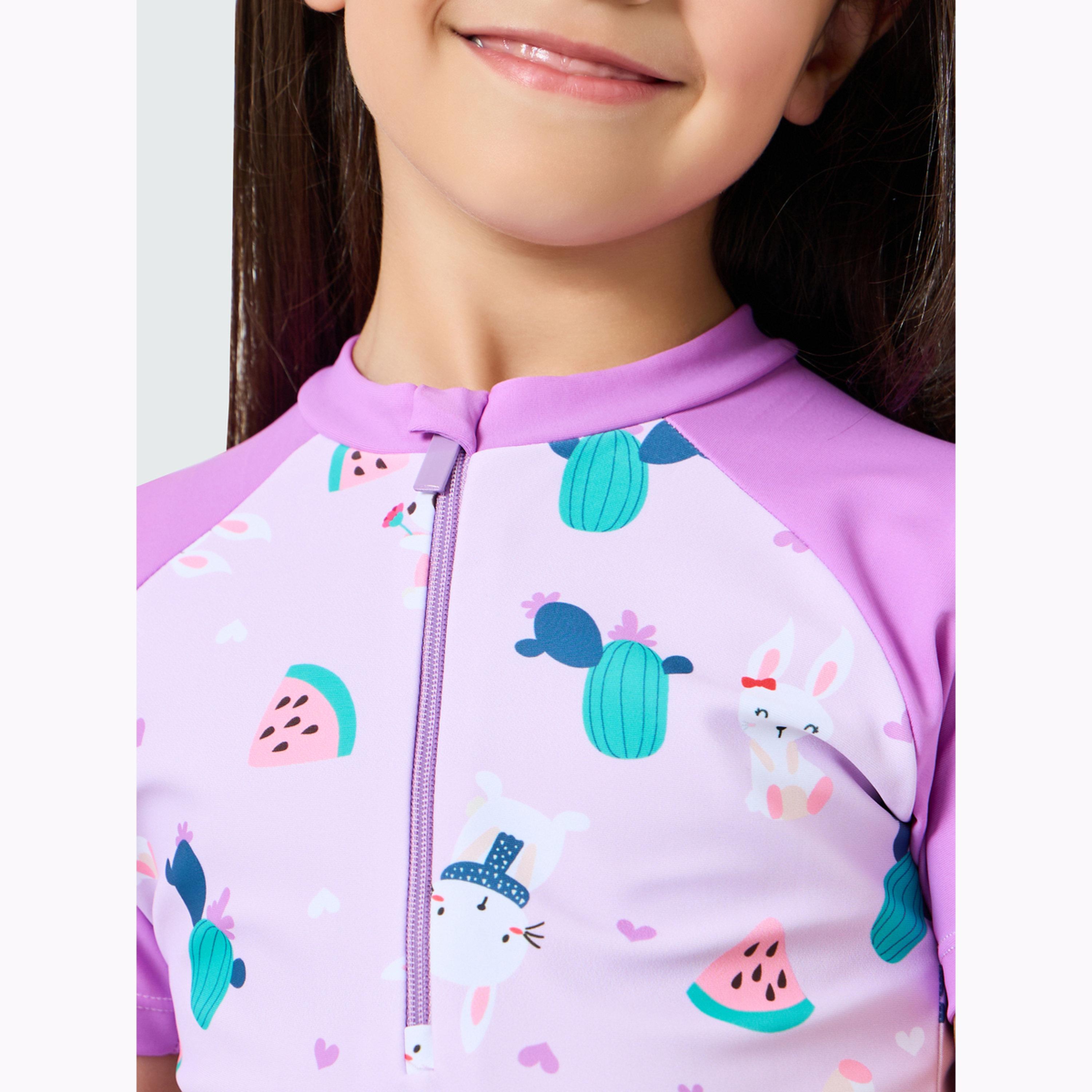 ملابس سباحة مطبوعة مع شورت للبنات-girls-clothing-swimwear-image-5