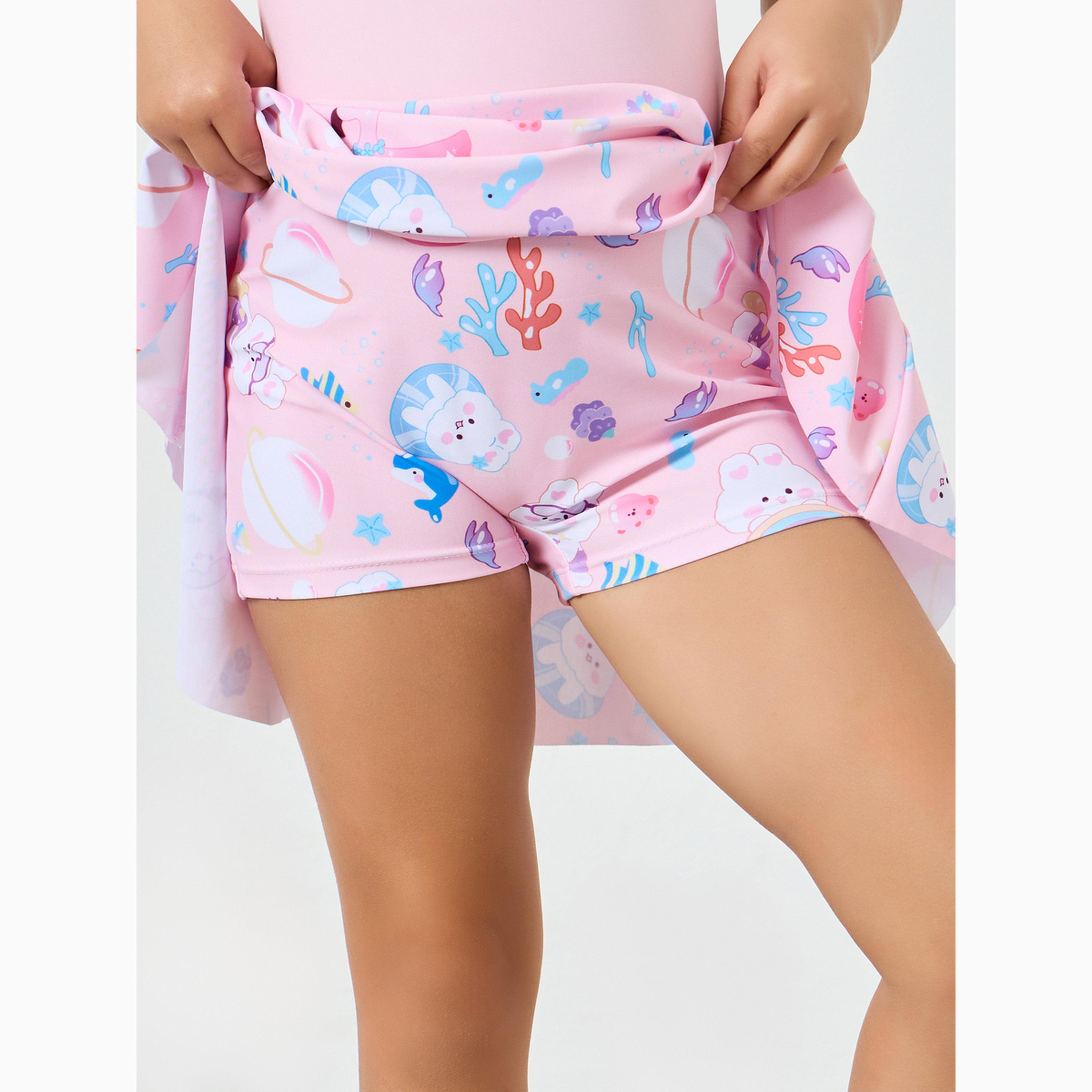 Styli Girls Bear Print Swimsuit with Half-Zip-girls-clothing-swimwear-image-4