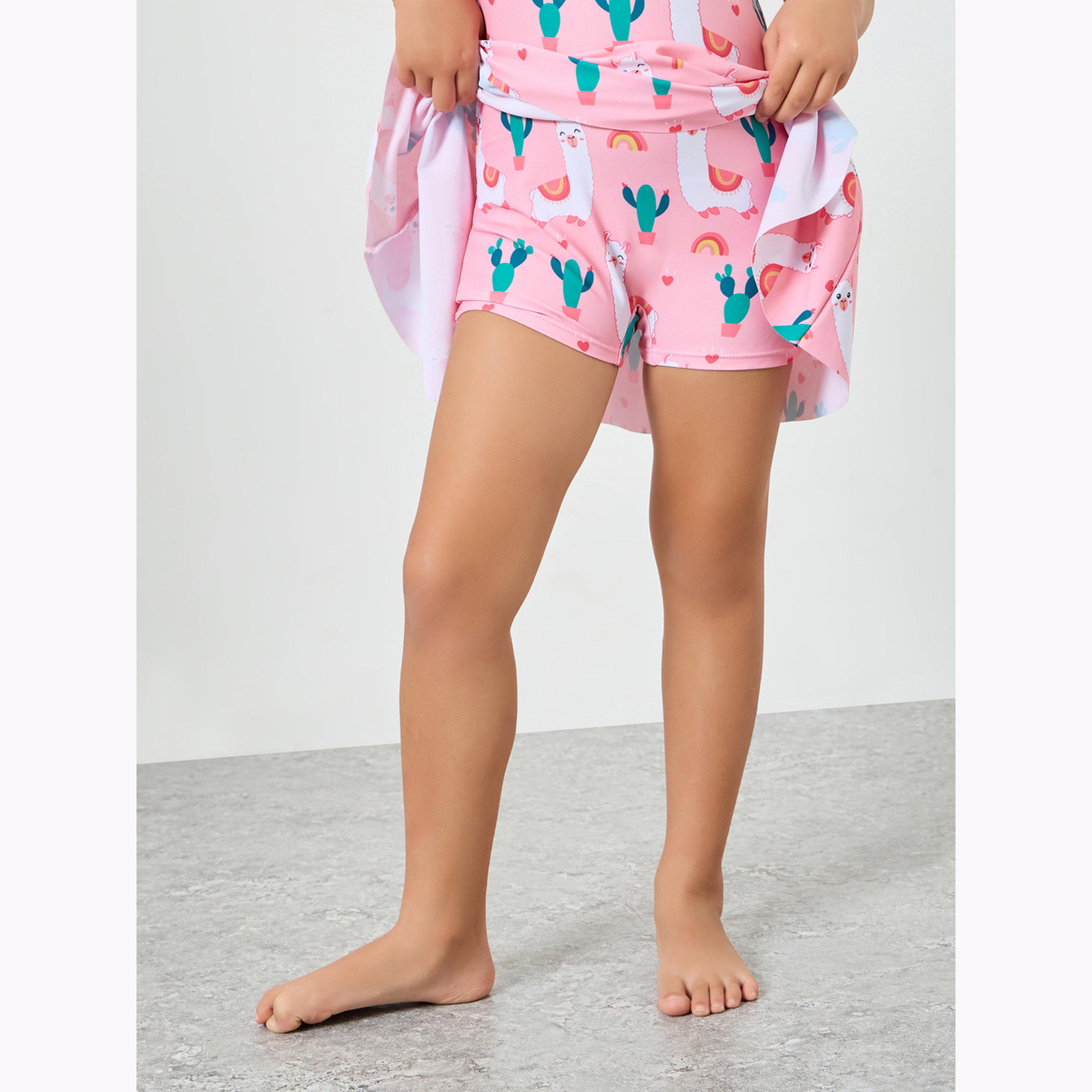 بدلة سباحة بطبعة لاما وسحاب أمامي للبنات-girls-clothing-swimwear-image-5