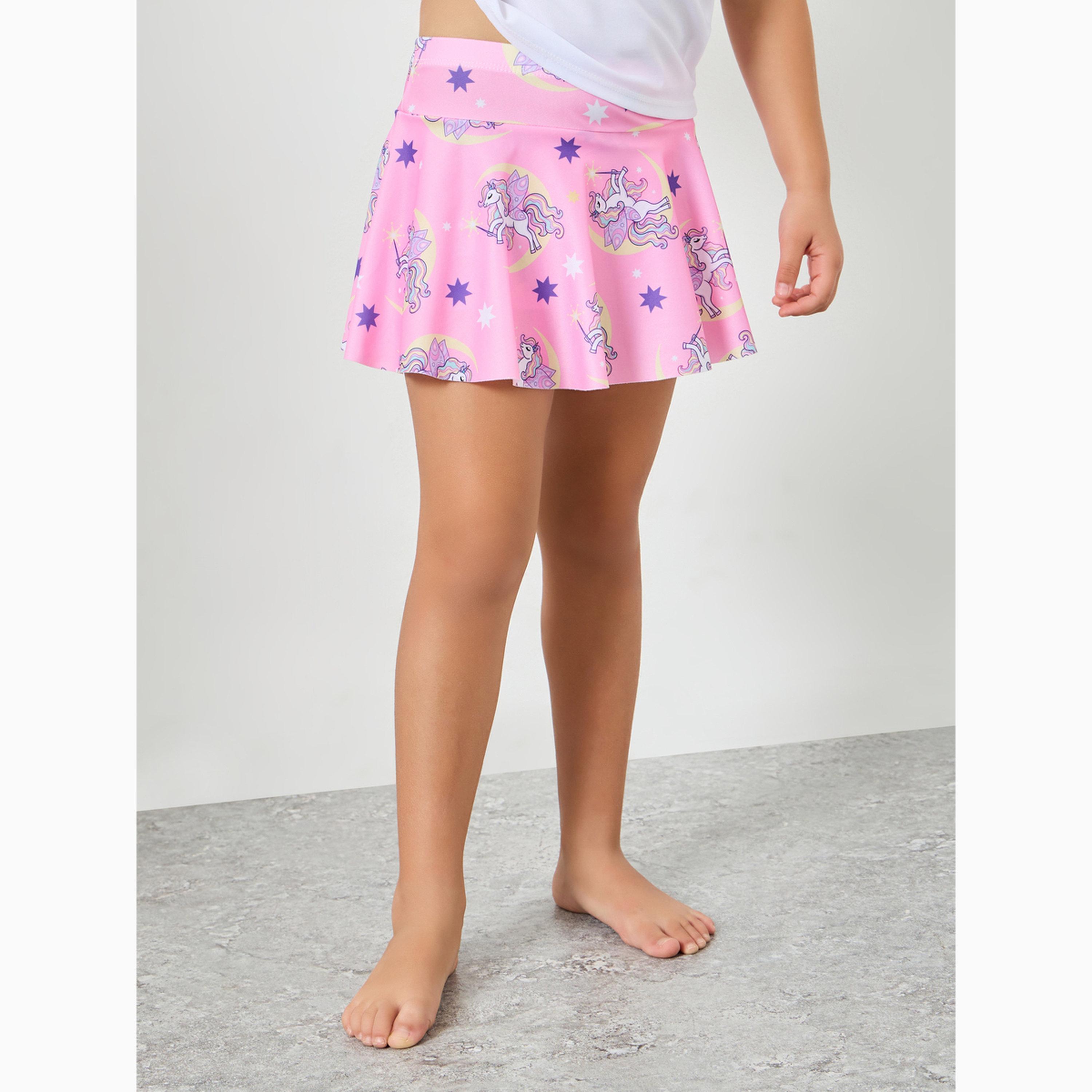 Styli Girls Unicorn Graphic Top and Swim Skorts Set-girls-clothing-swimwear-image-4