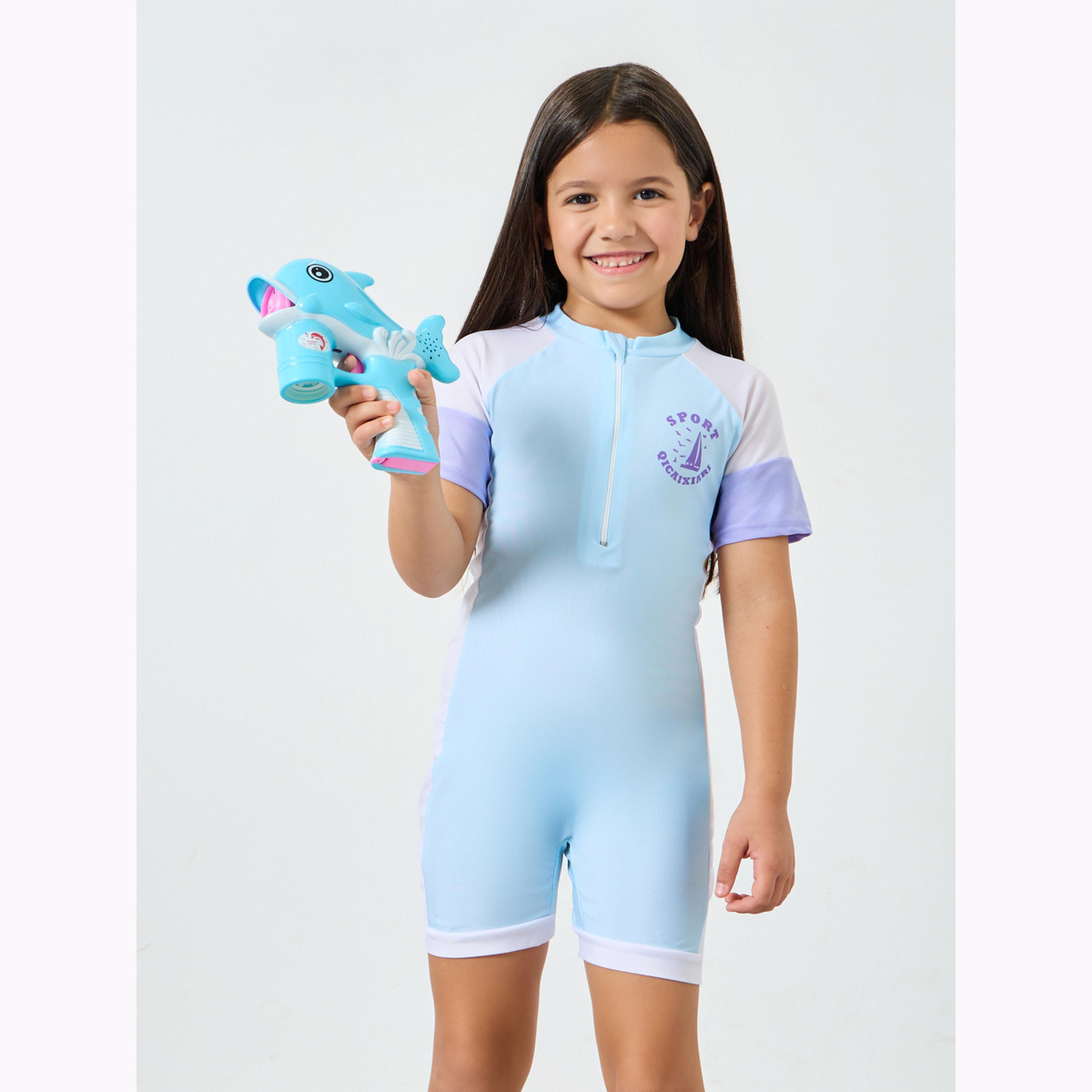 Styli Girls Round Neck Swimsuit with Front Zip-girls-clothing-swimwear-image-1