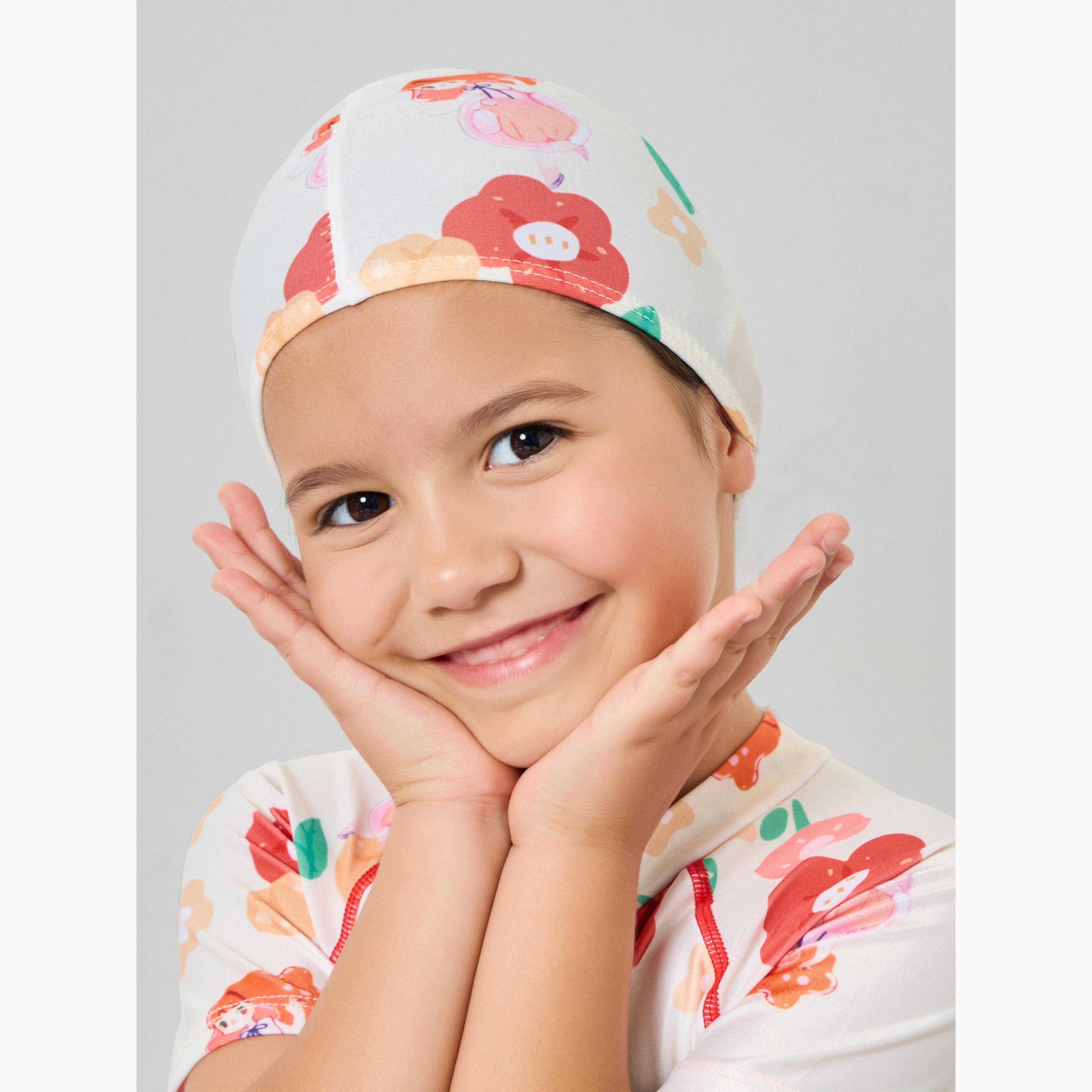 Styli Girls Floral Swimsuit with Cap-girls-clothing-swimwear-image-4