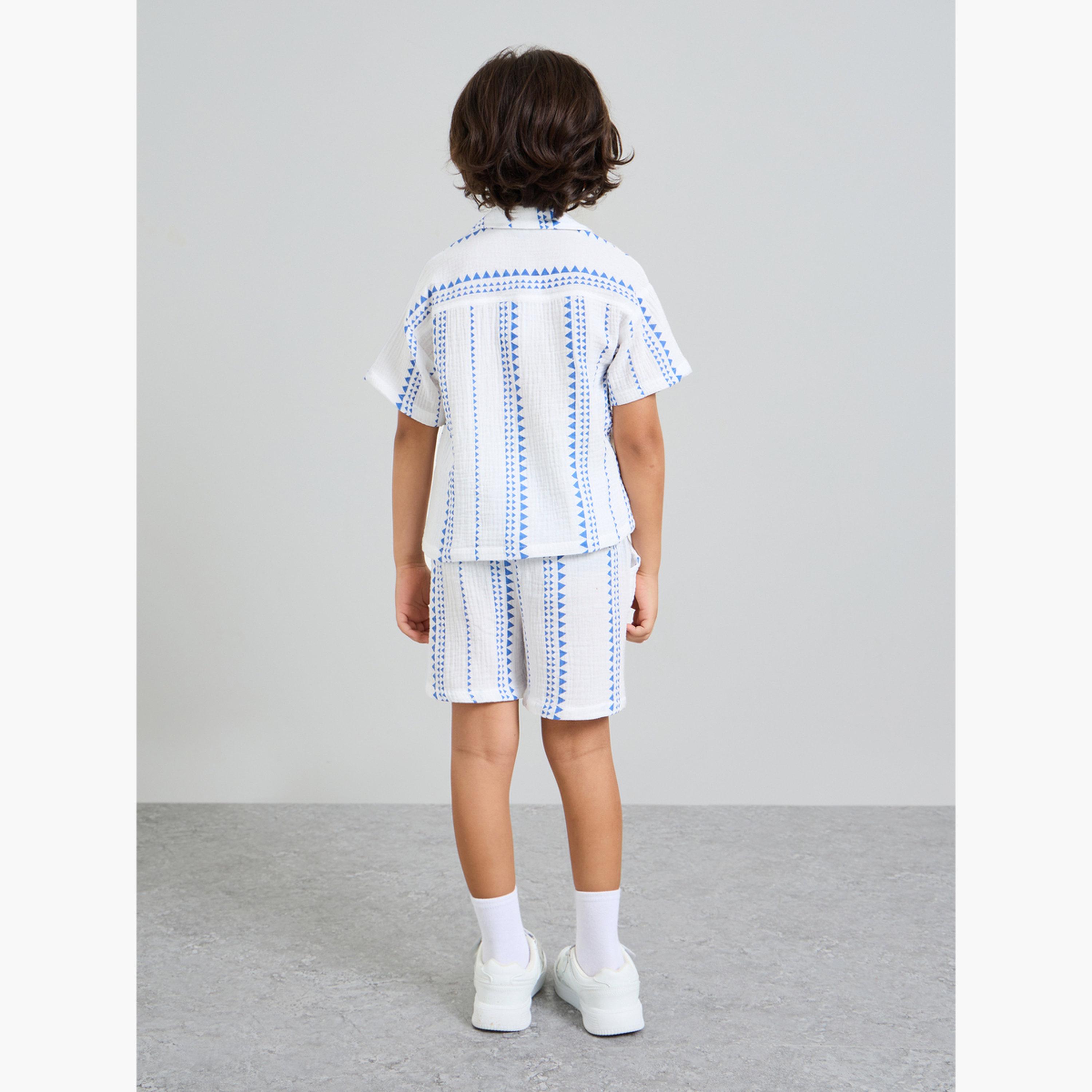 Styli Boys Striped Resort Collar Shirt and Shorts Set-boys-clothing-setsandcoords-image-3