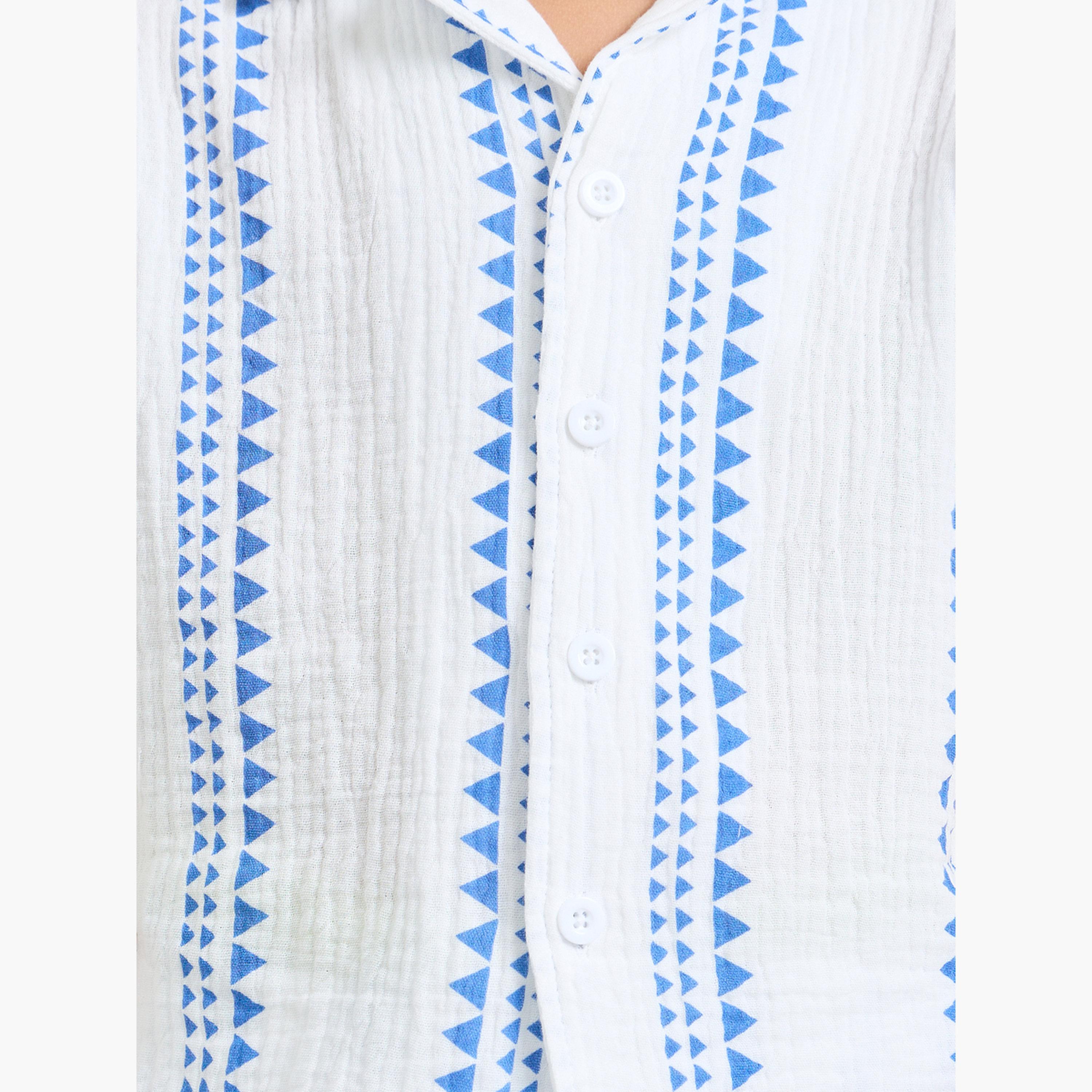 Styli Boys Striped Resort Collar Shirt and Shorts Set-boys-clothing-setsandcoords-image-5