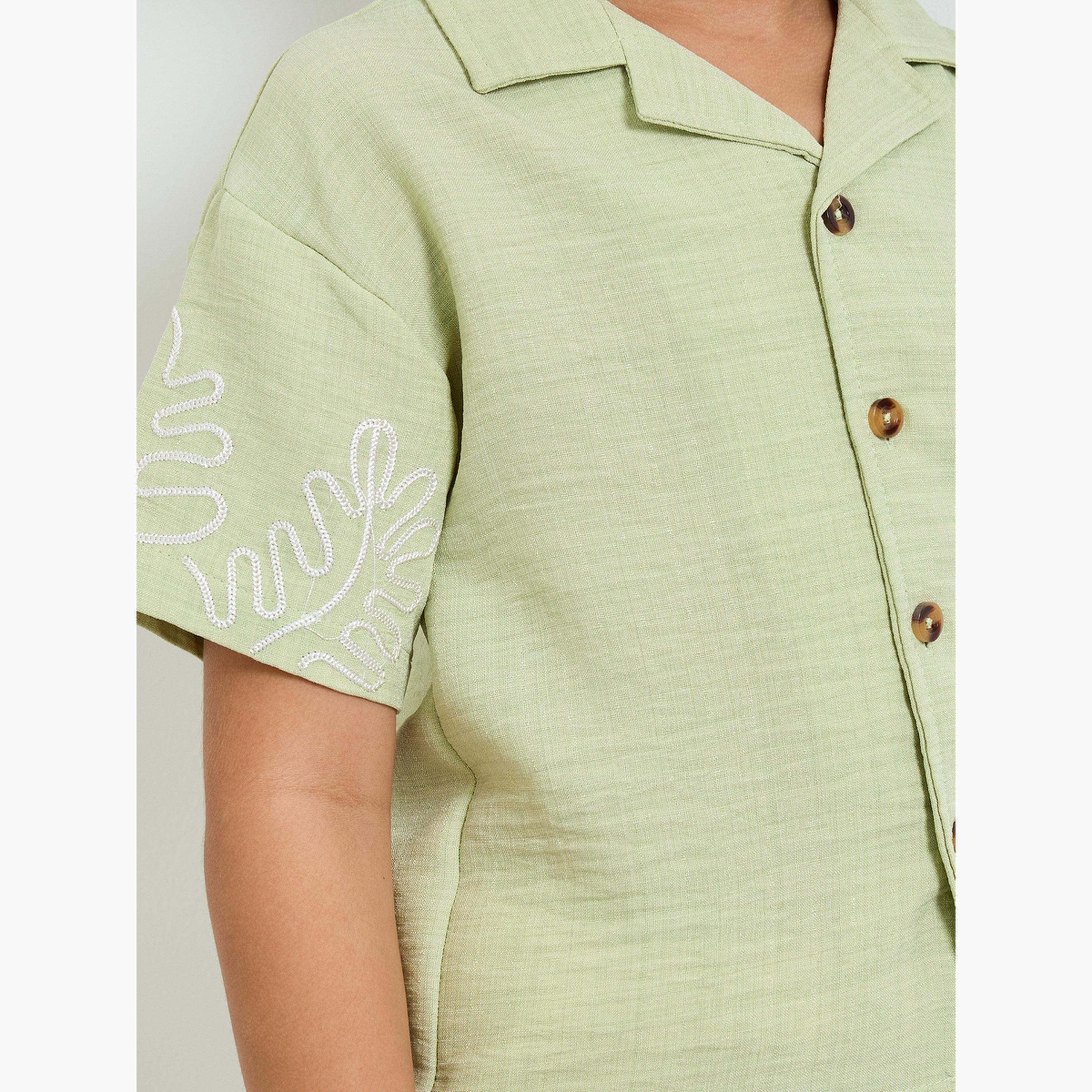 Styli Boys Resort Collar Shirt with Emrboidery-boys-clothing-shirts-image-4