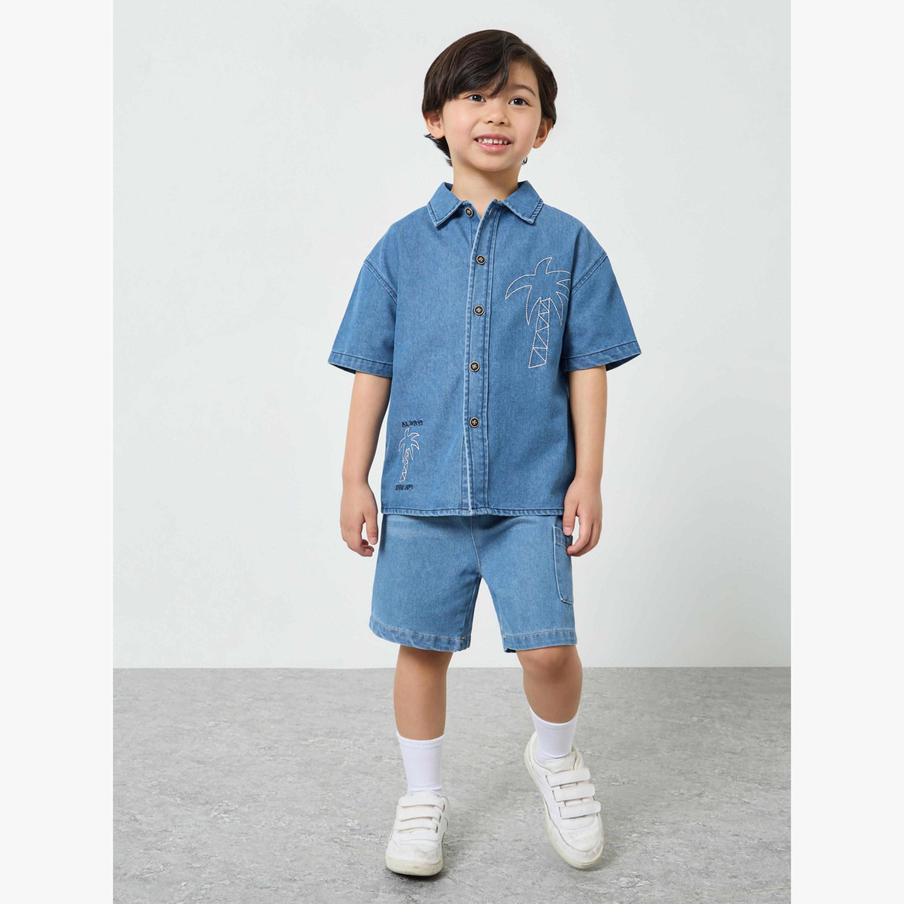 بلوزة دنيم مع تطريز-boys-clothing-shirts-image-2