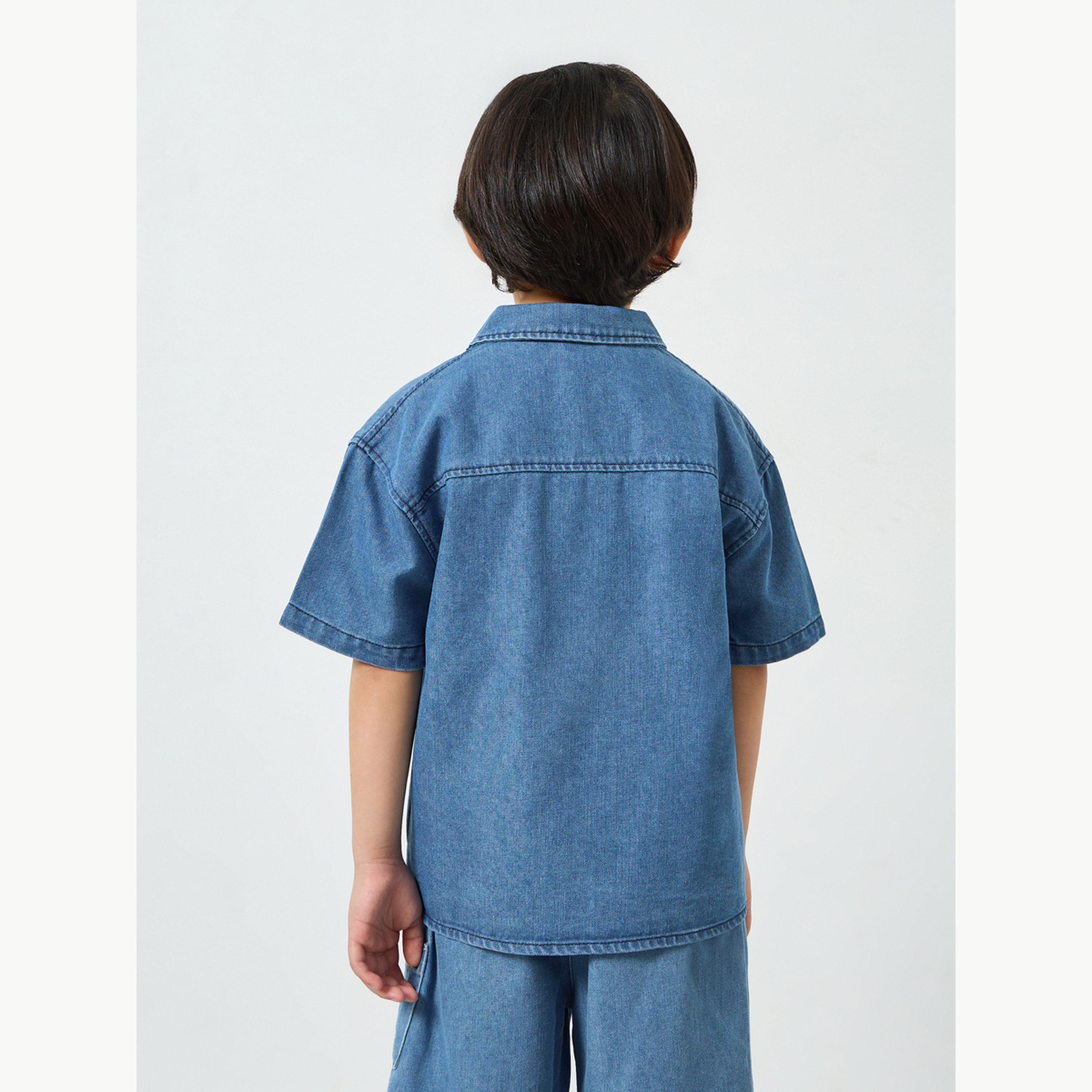 بلوزة دنيم مع تطريز-boys-clothing-shirts-image-5