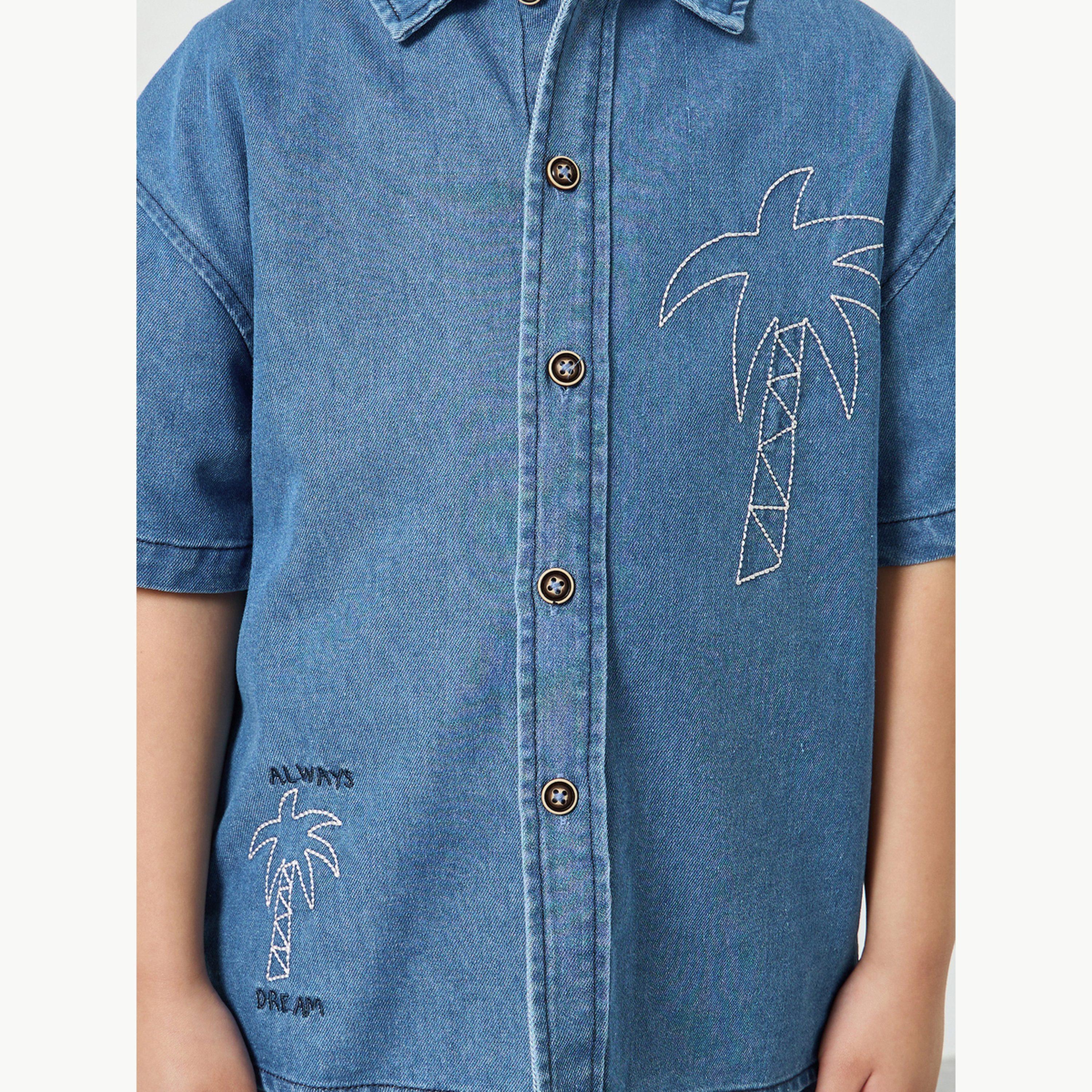 بلوزة دنيم مع تطريز-boys-clothing-shirts-image-6