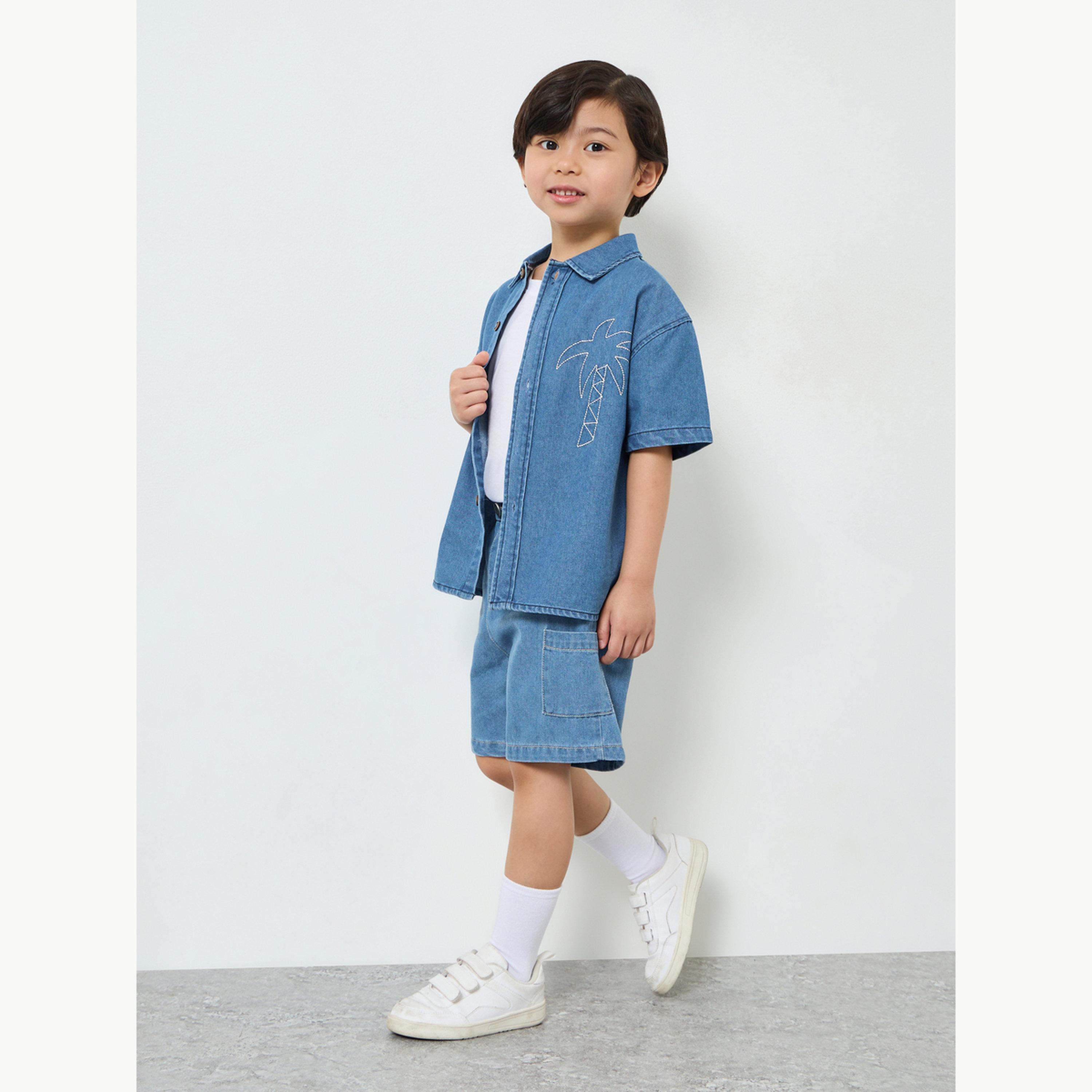 Styli Boys Cargo Pocket Denim Shorts-boys-clothing-bottoms-shorts-image-2