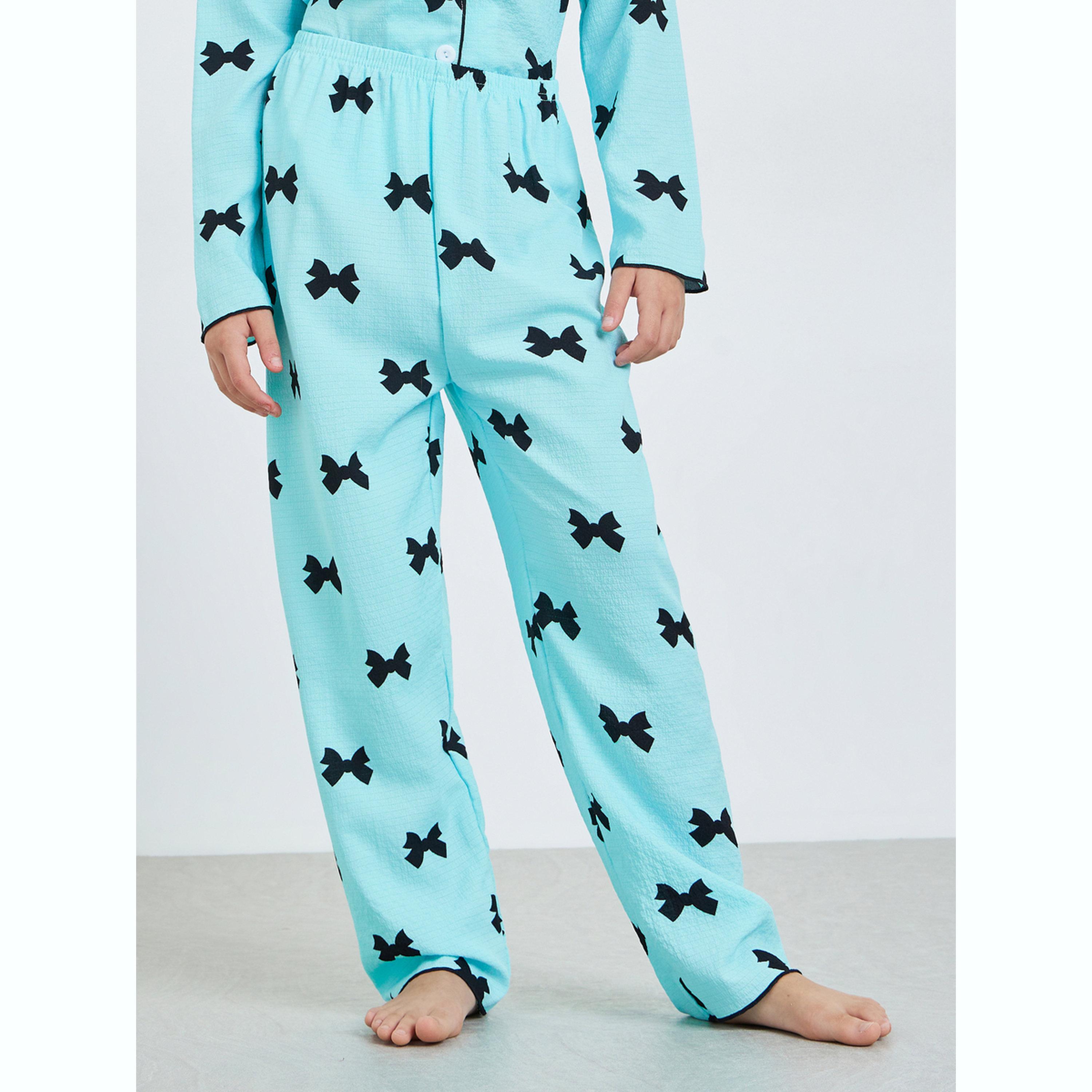 طقم بيجاما من بنطال وبلوزة وطبعة عقدة-girls-clothing-nightwear-image-4