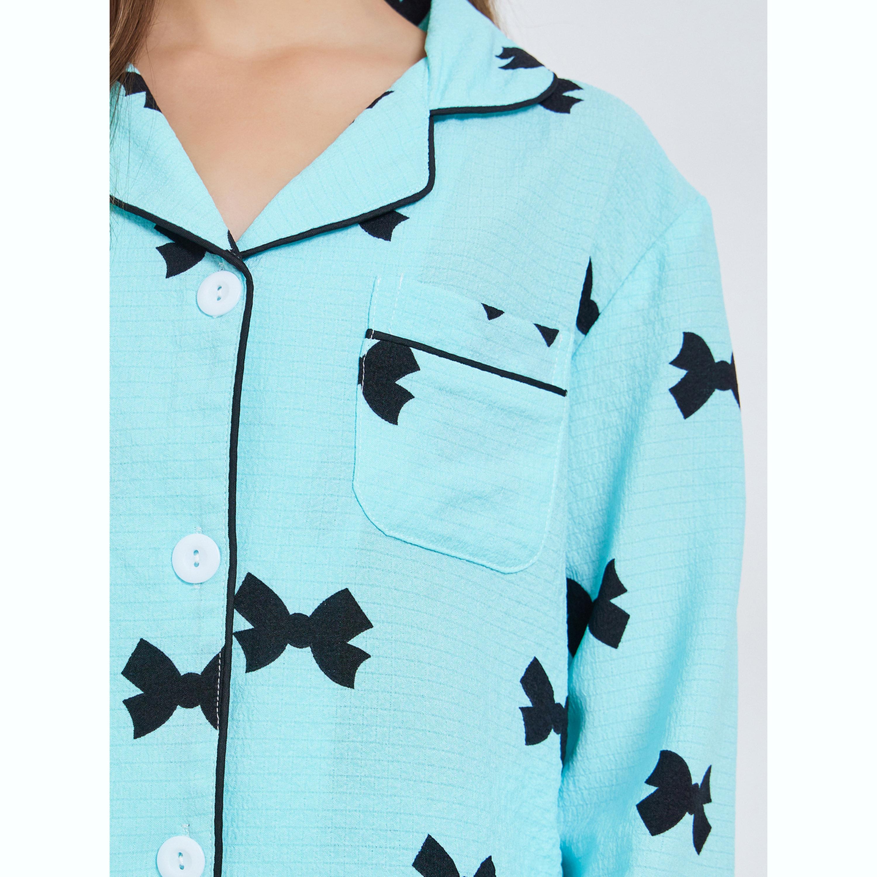 Take Two Teen Girls Bow Print Shirt and Pyjama Set-girls-clothing-nightwear-image-5
