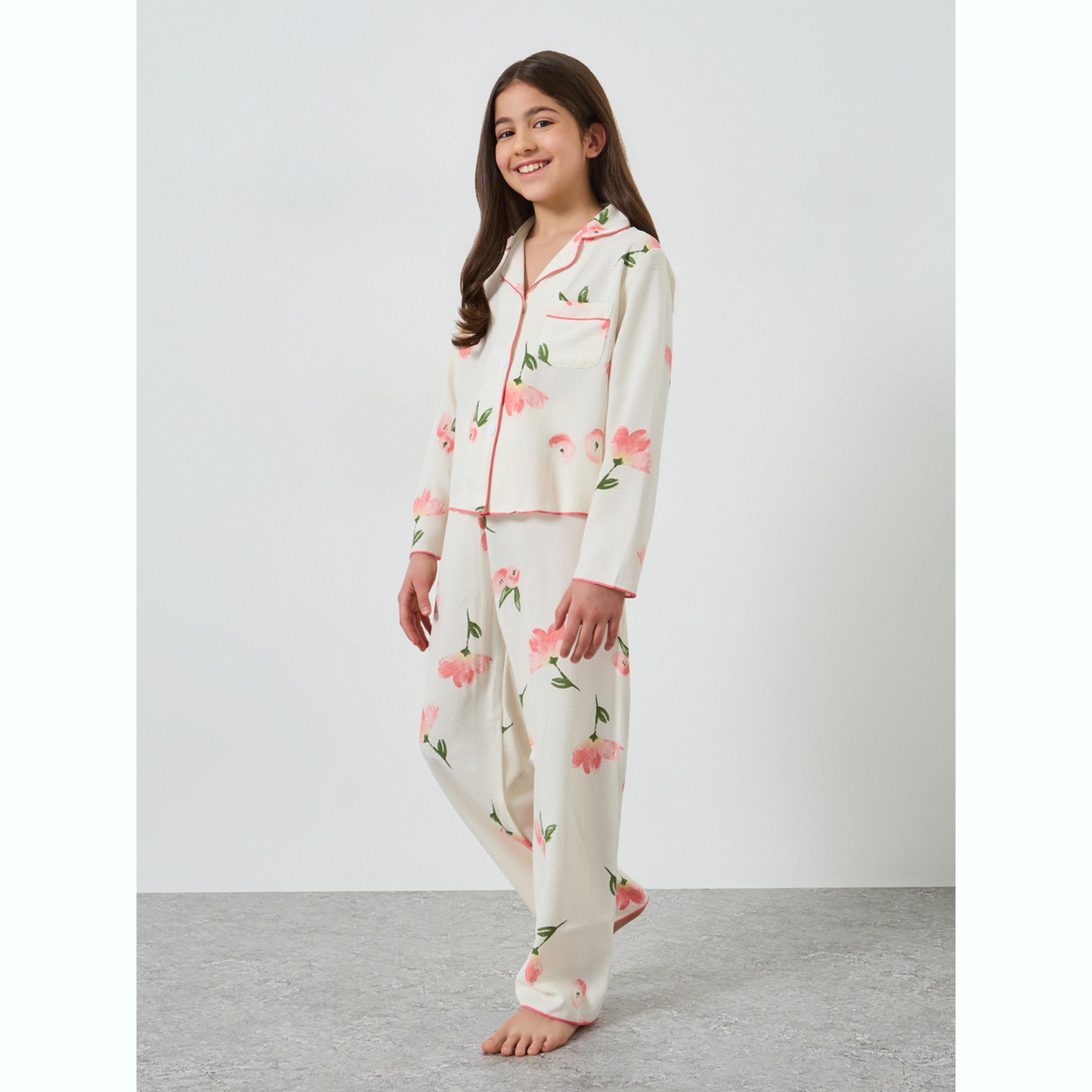 Take Two Teen Girls Floral Print Shirt and Pyjama Set-girls-clothing-nightwear-image-1
