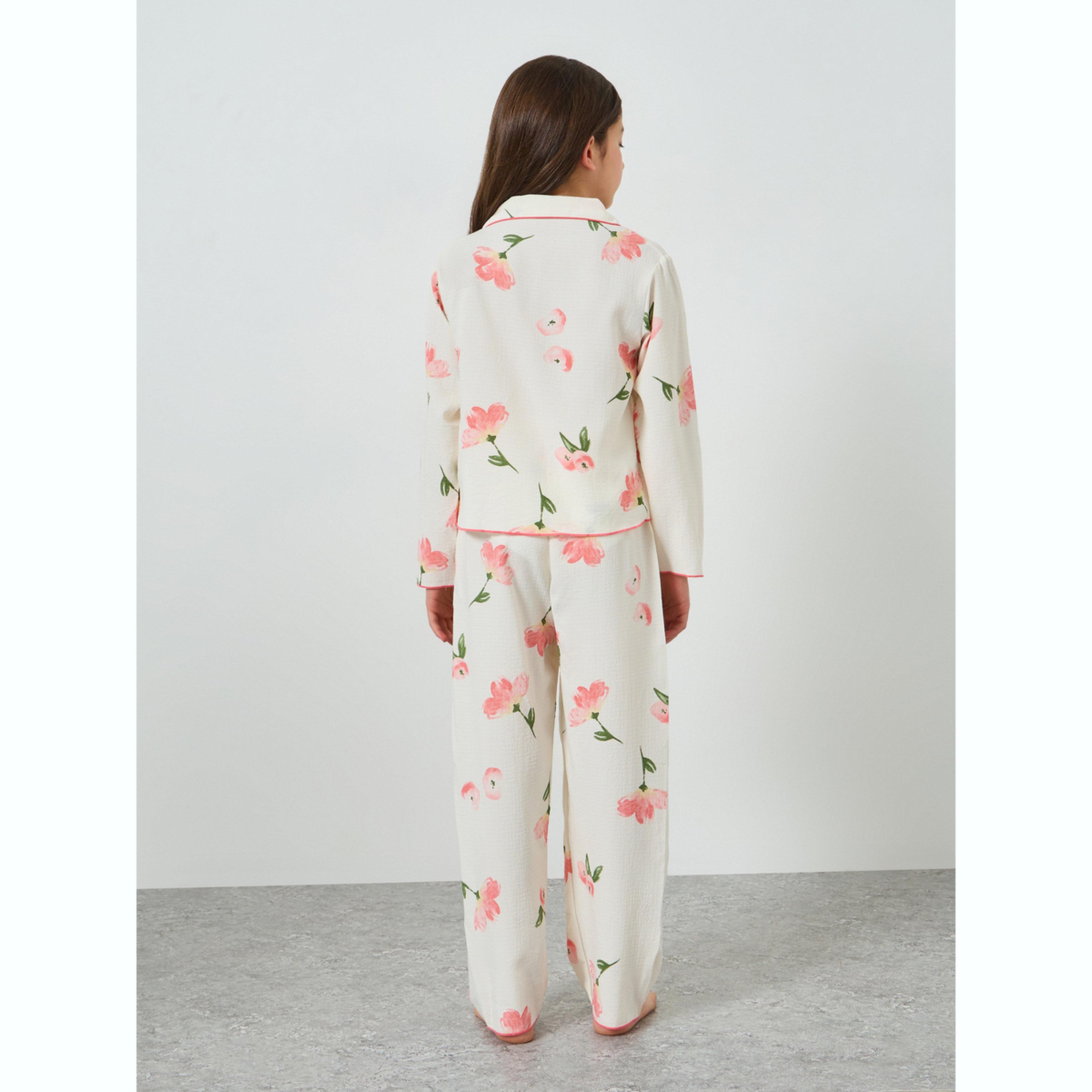 طقم بيجاما من بنطال وبلوزة بنقشة الزهور-girls-clothing-nightwear-image-4