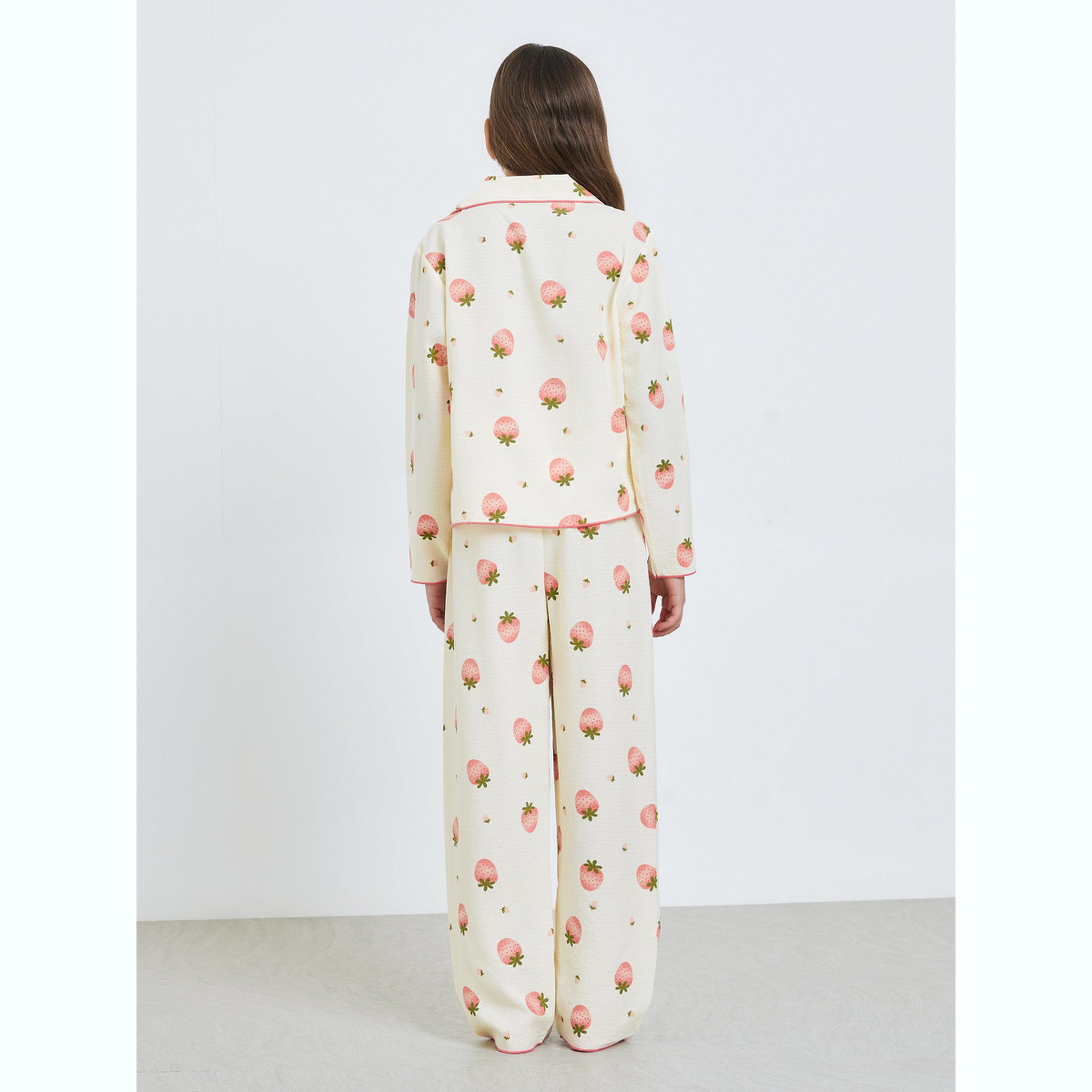 Take Two Teen Girls Strawberry Print Shirt and Pyjama Set-girls-clothing-nightwear-image-3