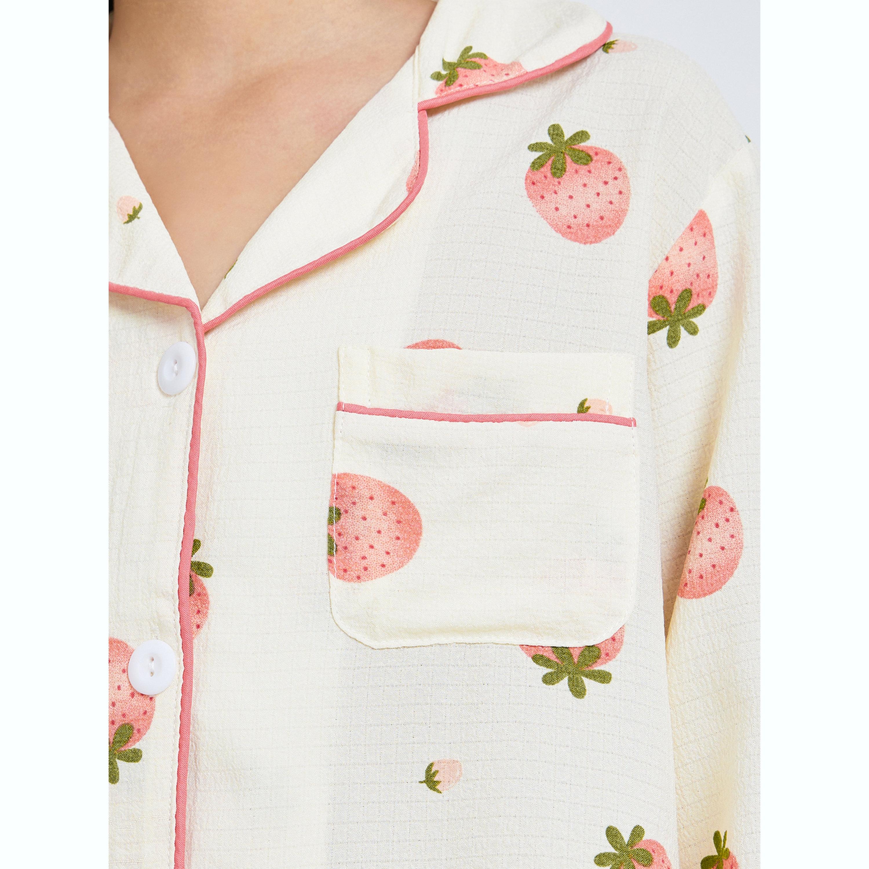 Take Two Teen Girls Strawberry Print Shirt and Pyjama Set-girls-clothing-nightwear-image-5