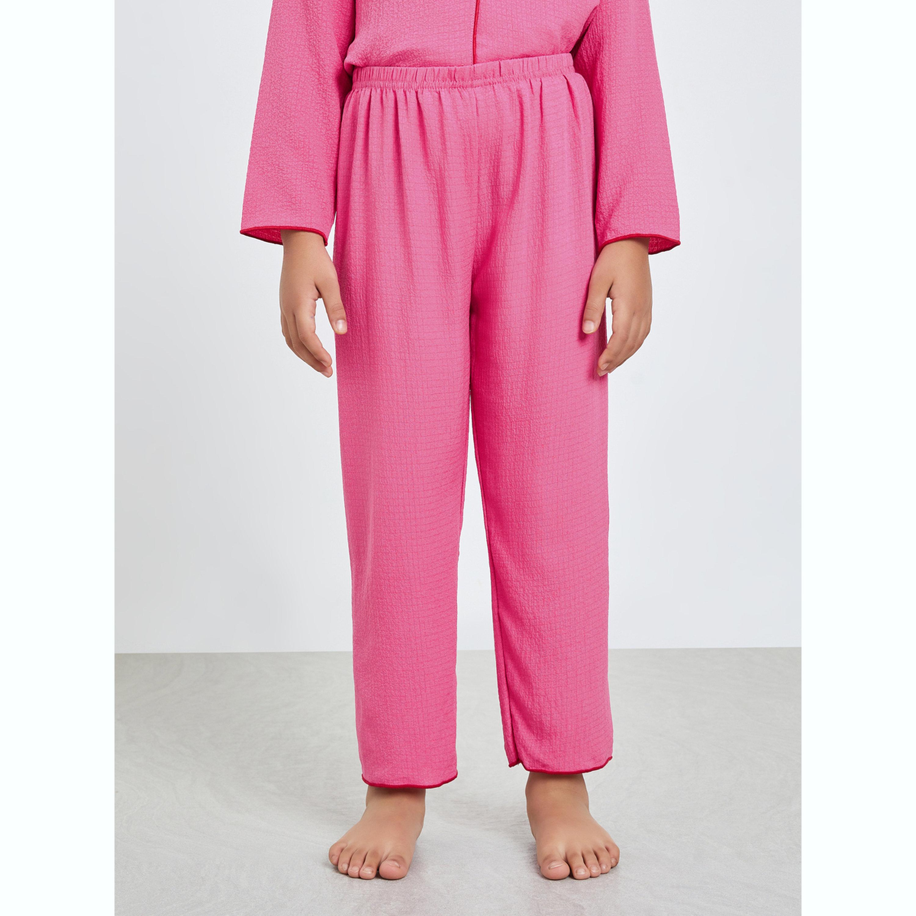 Take Two Girls Textured Long Sleeve Shirt and Pyjama Set-girls-clothing-nightwear-image-4