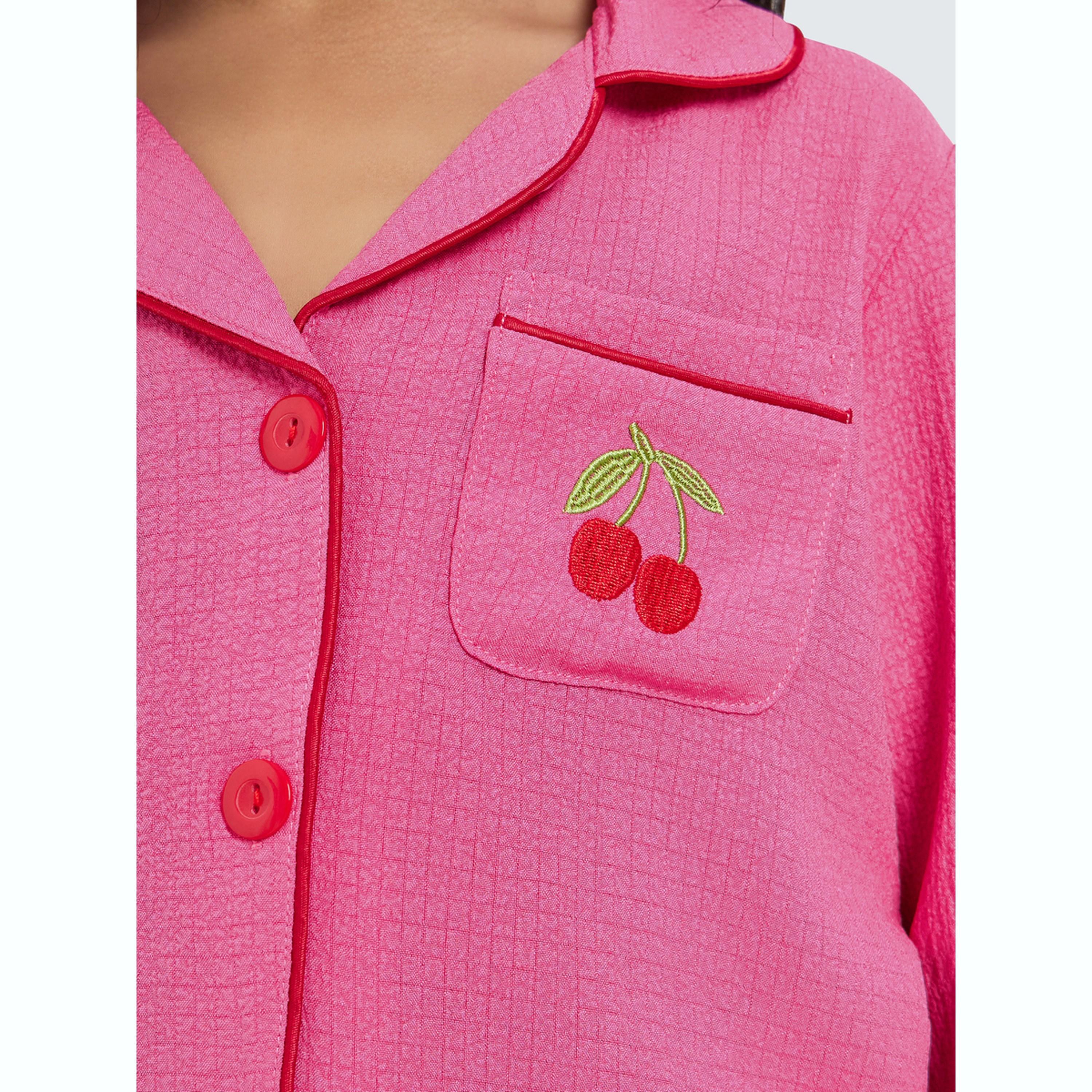Take Two Girls Textured Long Sleeve Shirt and Pyjama Set-girls-clothing-nightwear-image-5