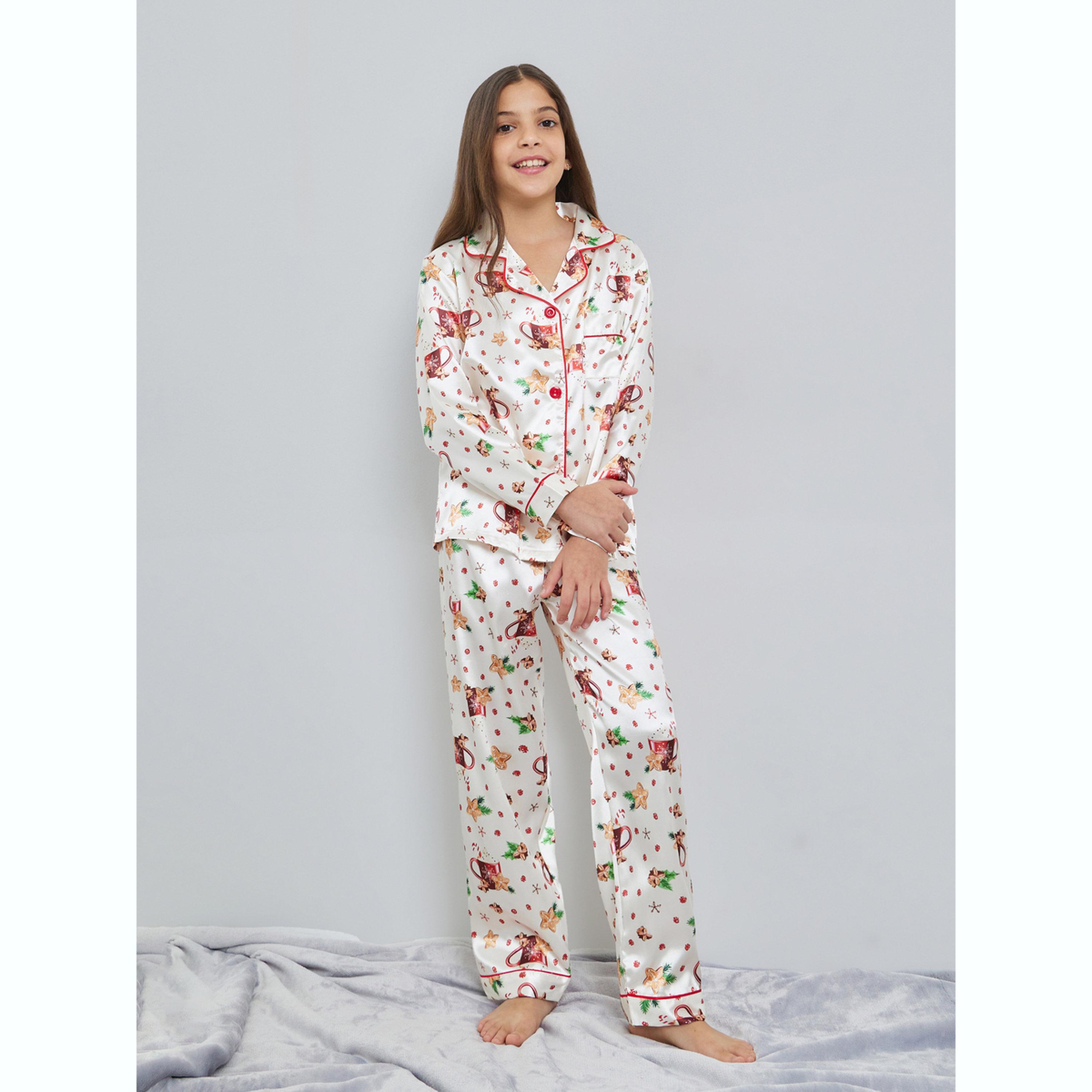 طقم بيجاما من بنطال وبلوزة مطبوعة بأكمام طويلة-girls-clothing-nightwear-image-1