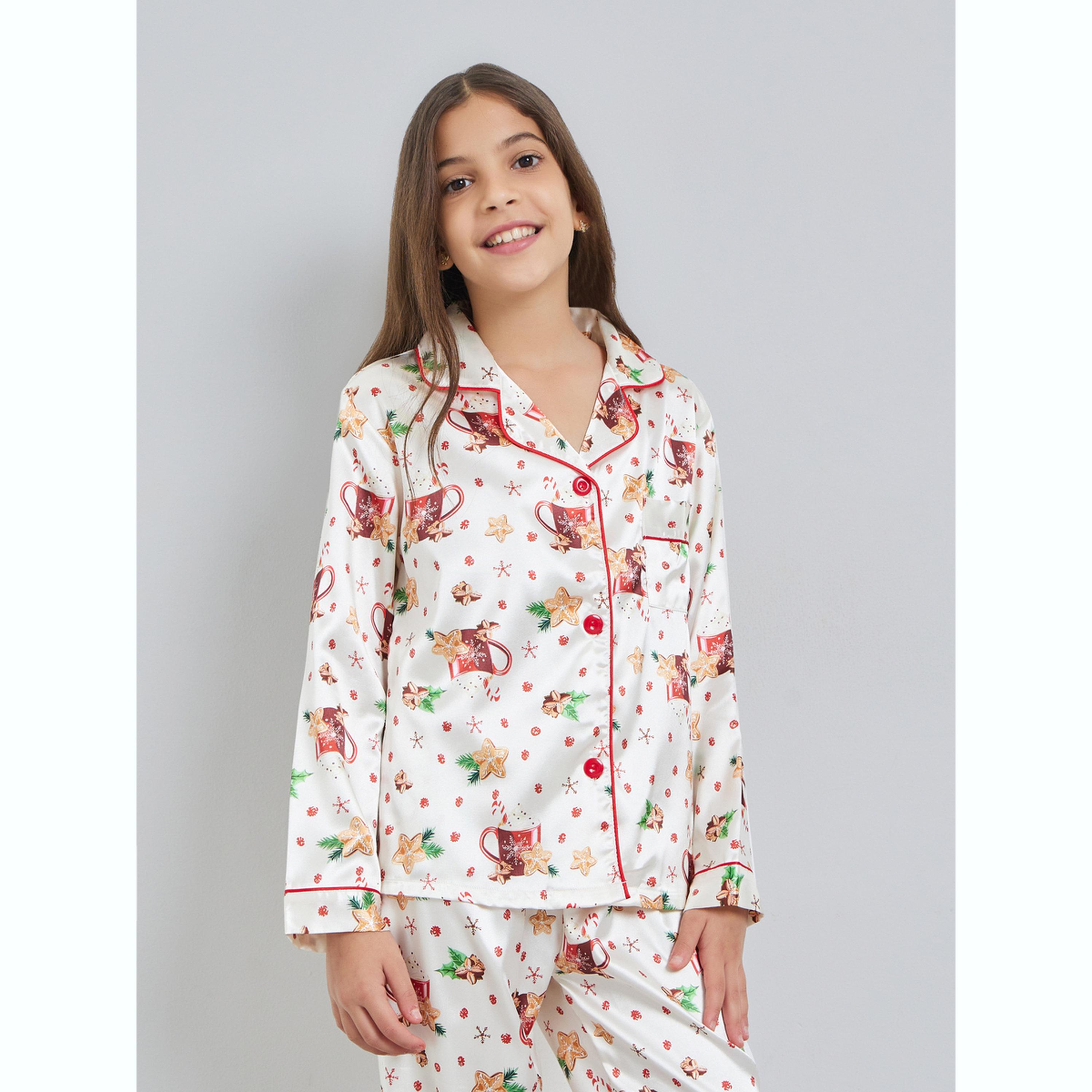 Take Two Teen Girls Printed Long Sleeve Shirt and Pyjama Set-girls-clothing-nightwear-image-2