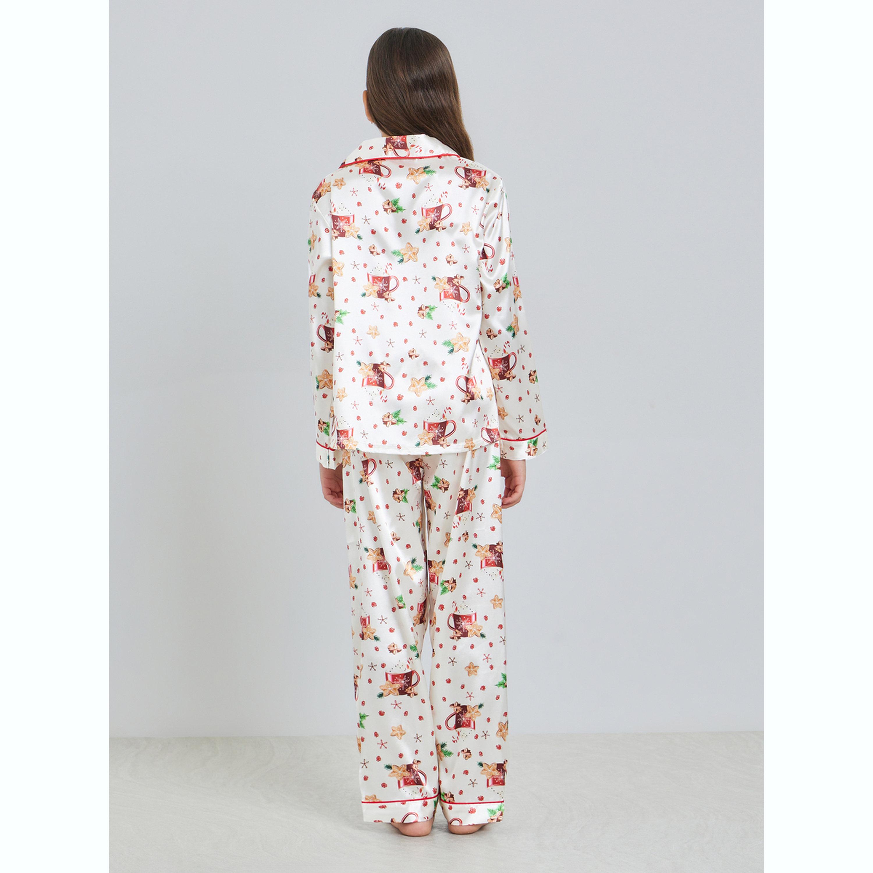 Take Two Teen Girls Printed Long Sleeve Shirt and Pyjama Set-girls-clothing-nightwear-image-3