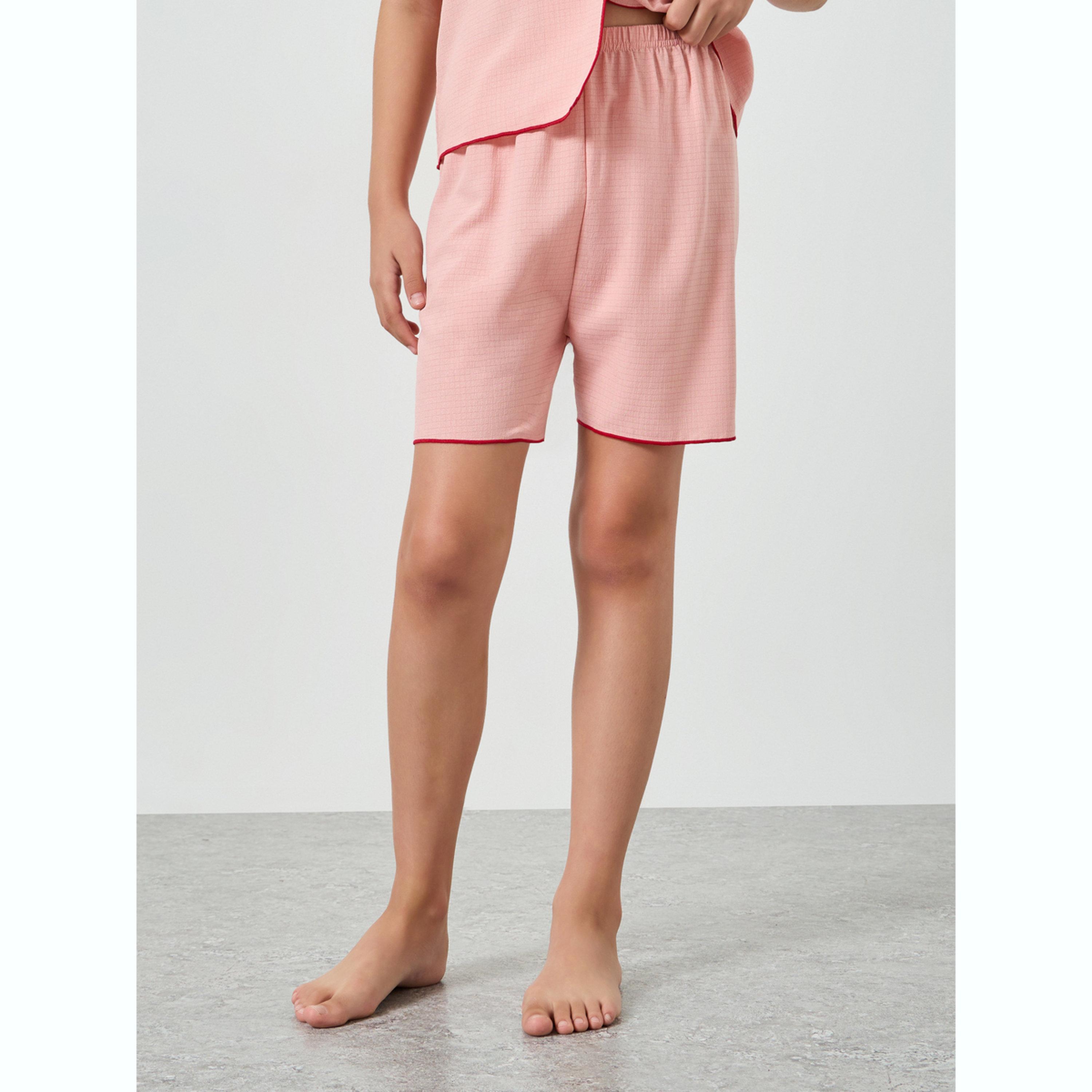 مجموعة من شورت وبلوزة بتفاصيل بارزة الملمس-girls-clothing-nightwear-image-6