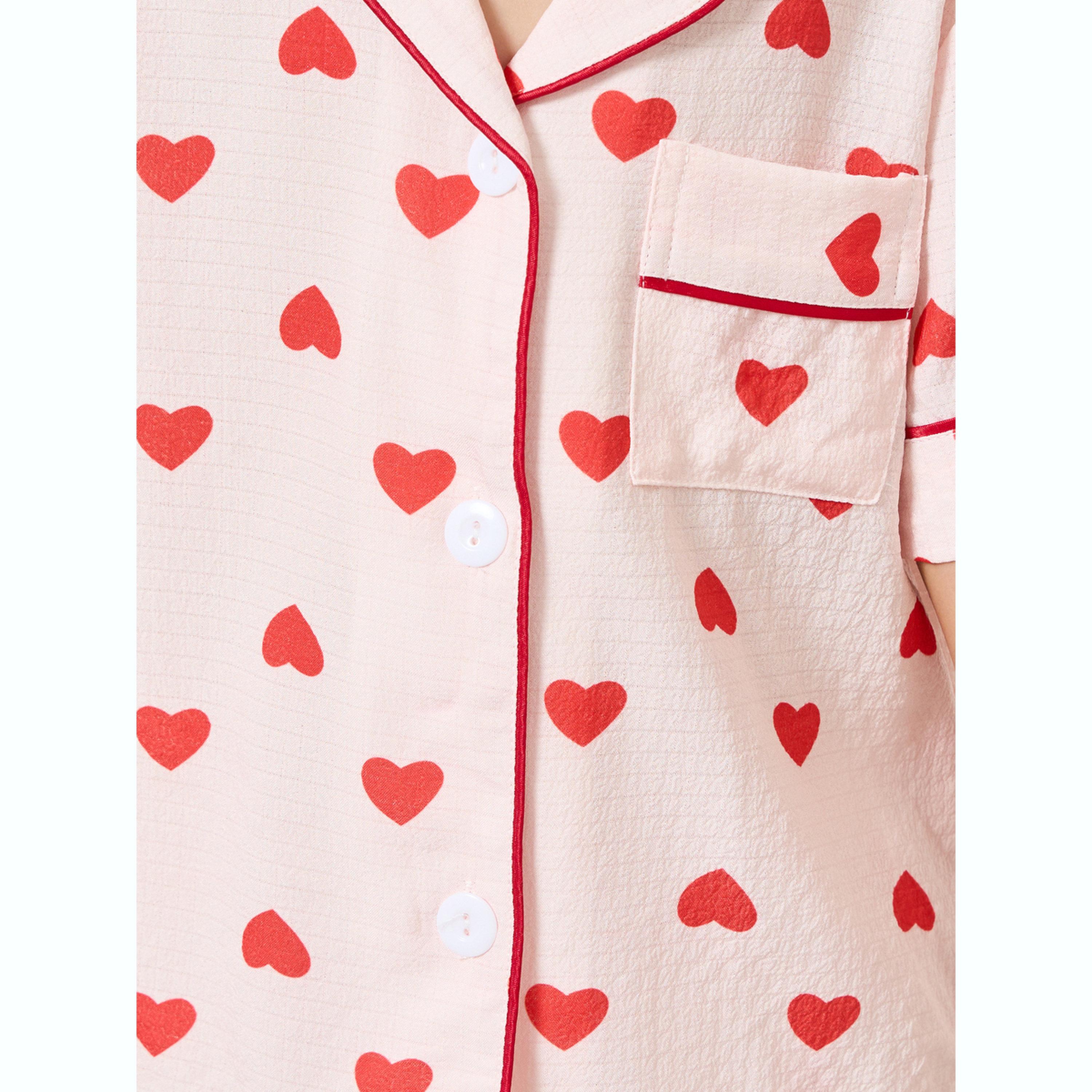 Take Two Girls Heart Piping Shirt and Shorts Set-girls-clothing-nightwear-image-5