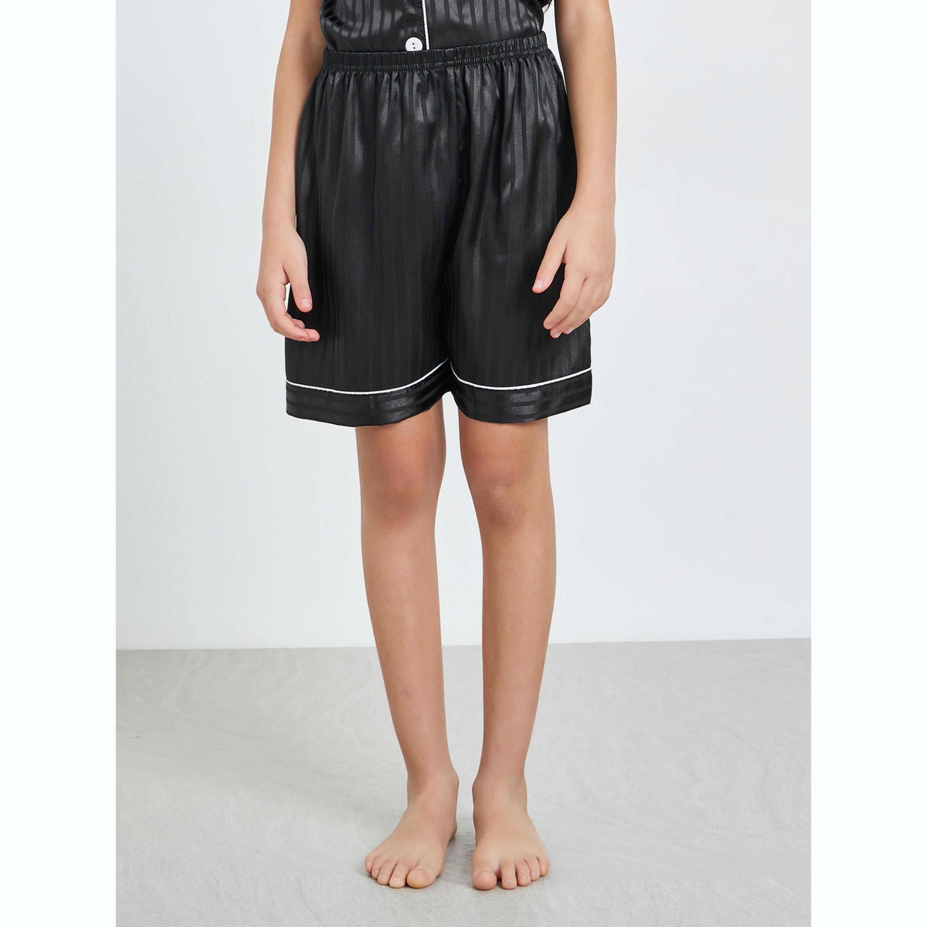 Take Two Teen Girls Striped Piping Shirt and Shorts Set-girls-clothing-nightwear-image-4