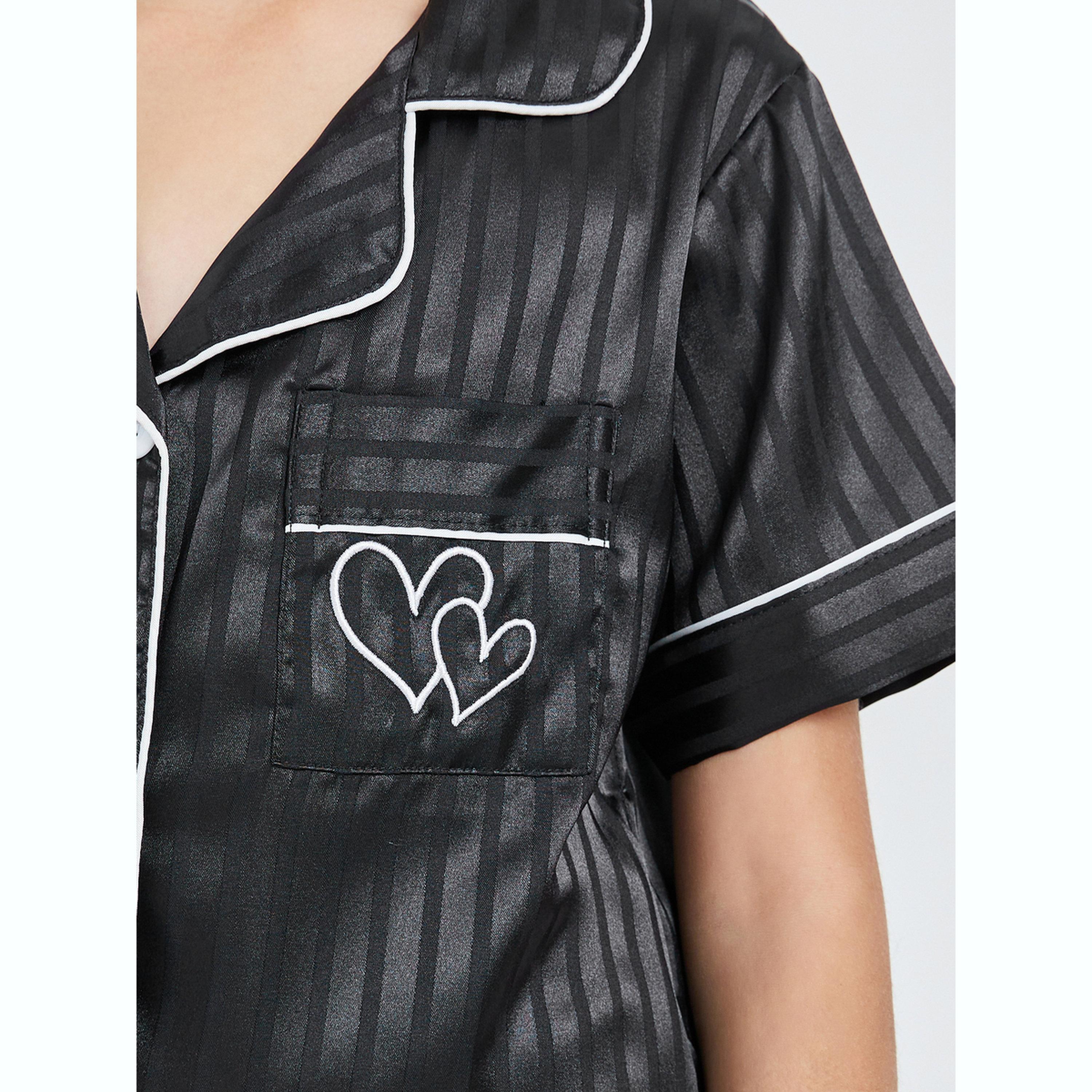 Take Two Teen Girls Striped Piping Shirt and Shorts Set-girls-clothing-nightwear-image-5