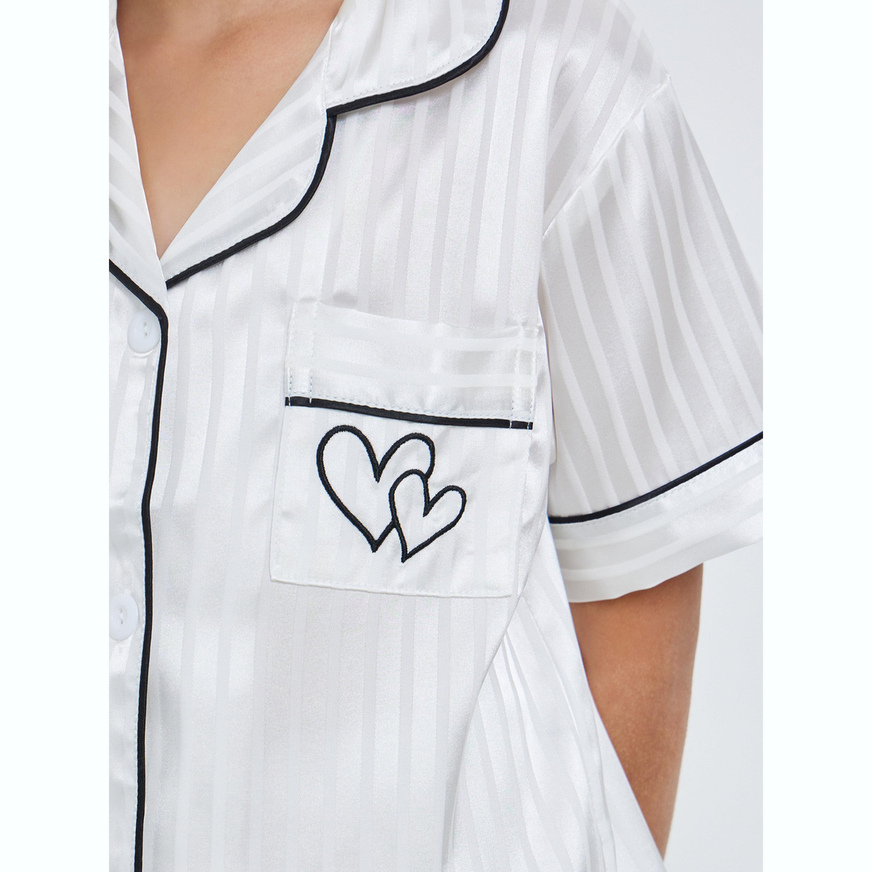 Take Two Teen Girls Striped Piping Shirt and Shorts Set-girls-clothing-nightwear-image-5