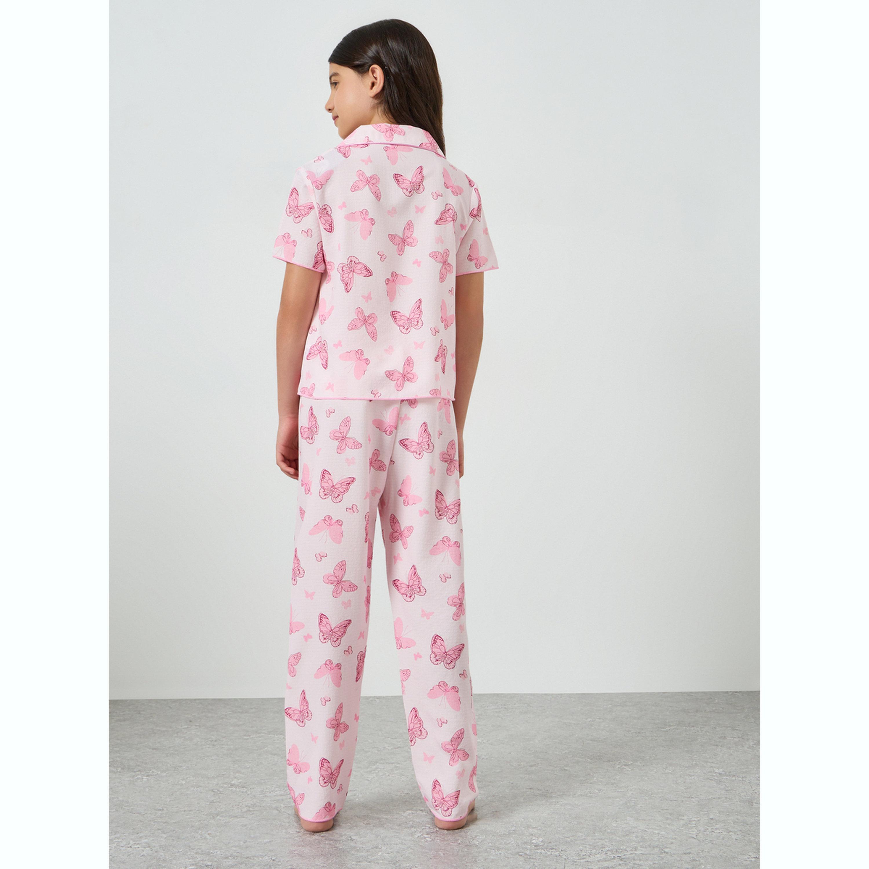 Take Two Teen Girls Butterfly Print Shirt and Pyjama Set-girls-clothing-nightwear-image-3
