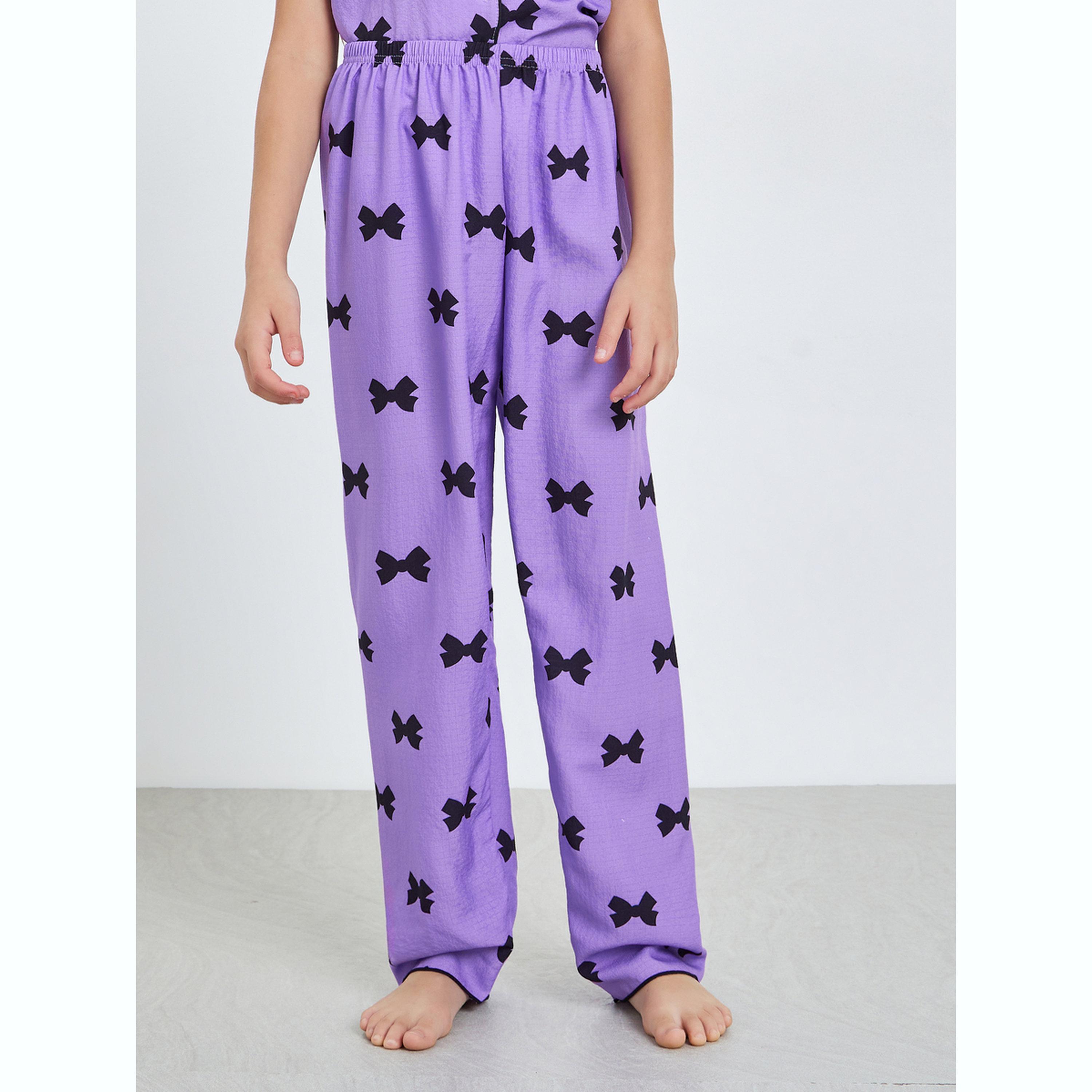 طقم بيجاما من بنطال وبلوزة وطبعة عقدة-girls-clothing-nightwear-image-4