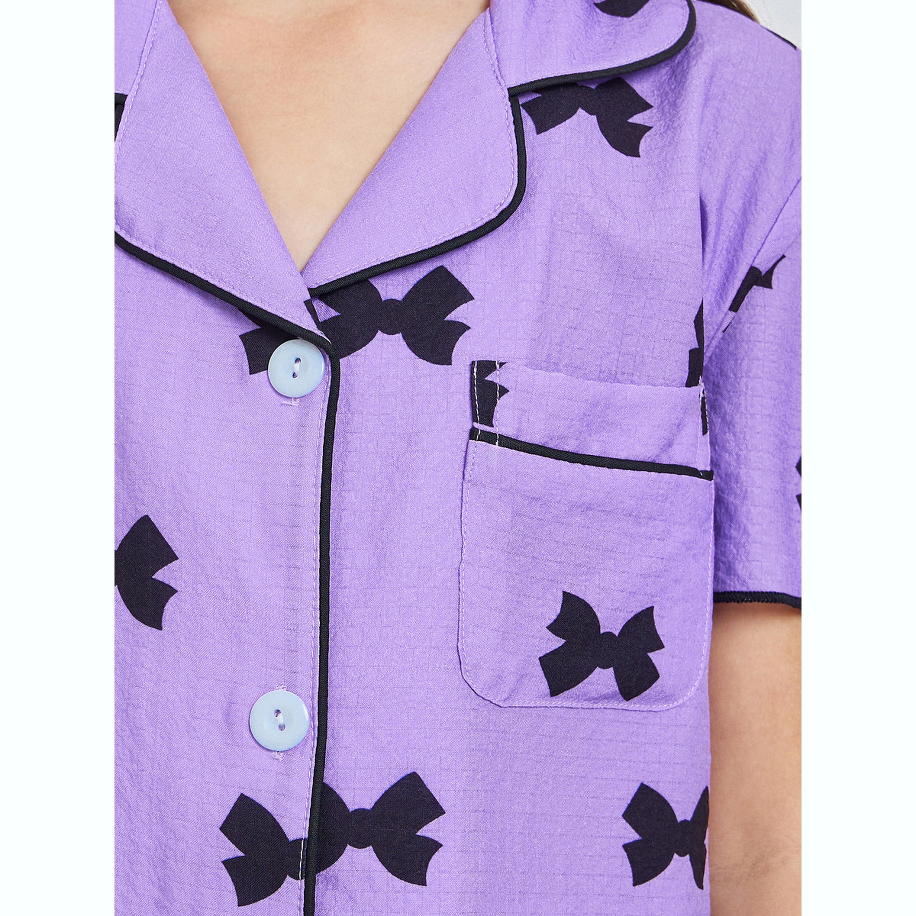 طقم بيجاما من بنطال وبلوزة وطبعة عقدة-girls-clothing-nightwear-image-5