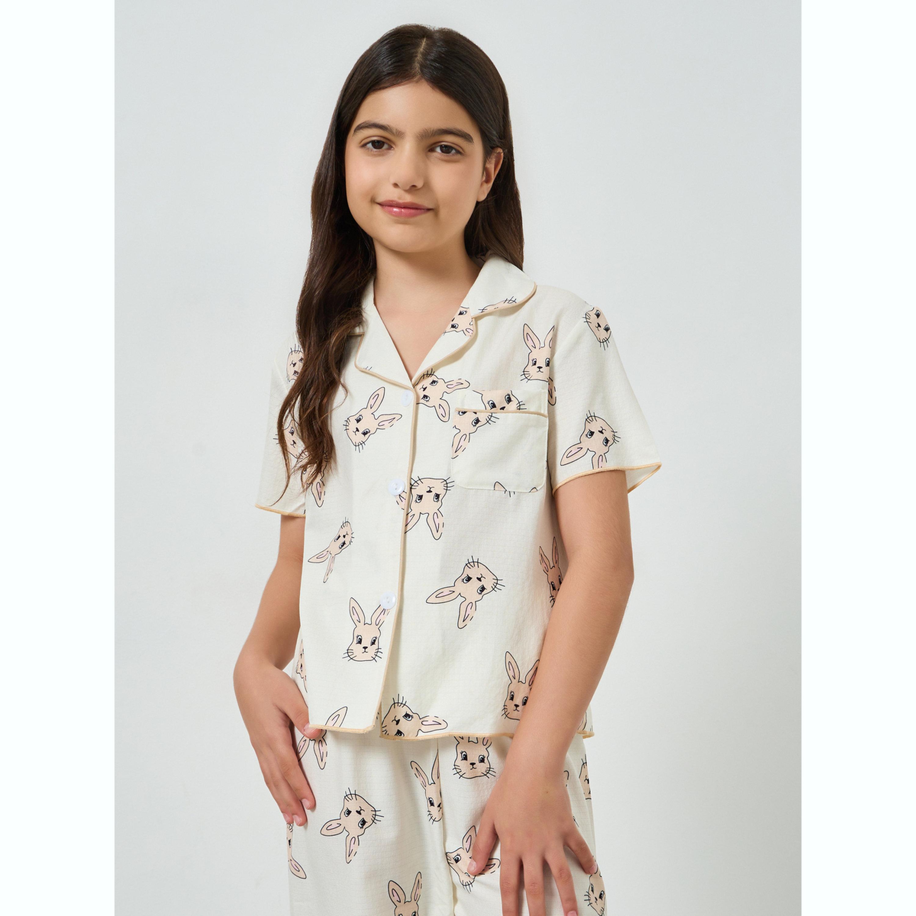 Take Two Teen Girls Bunny Print Shirt and Pyjama Set-girls-clothing-nightwear-image-2