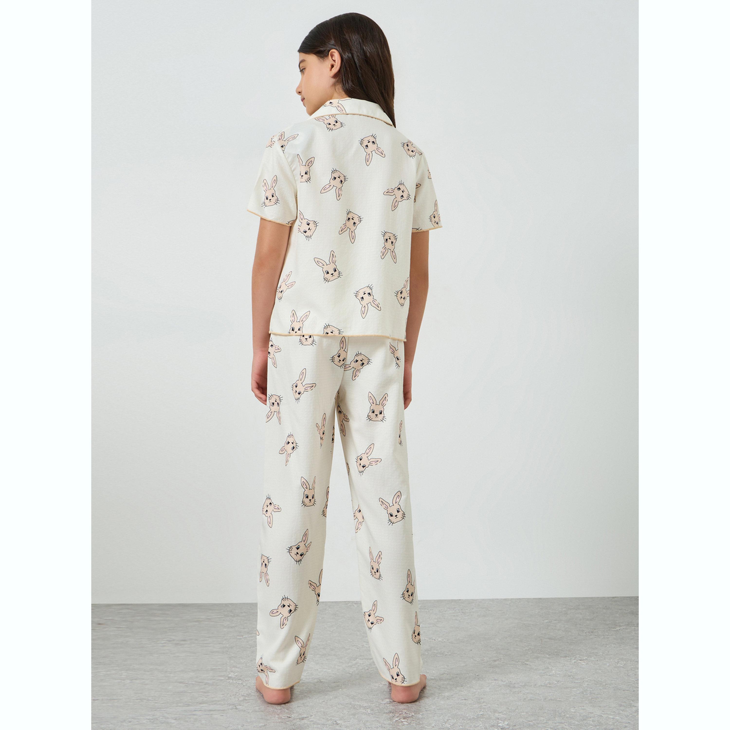 Take Two Teen Girls Bunny Print Shirt and Pyjama Set-girls-clothing-nightwear-image-3