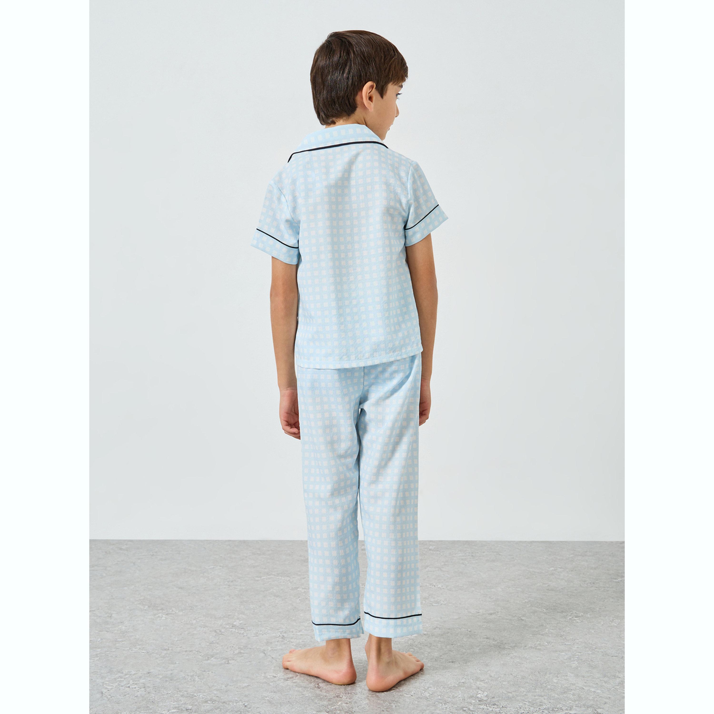 طقم بيجاما من بنطال وبلوزة كاروهات بأكمام قصيرة-boys-clothing-nightwear-image-4