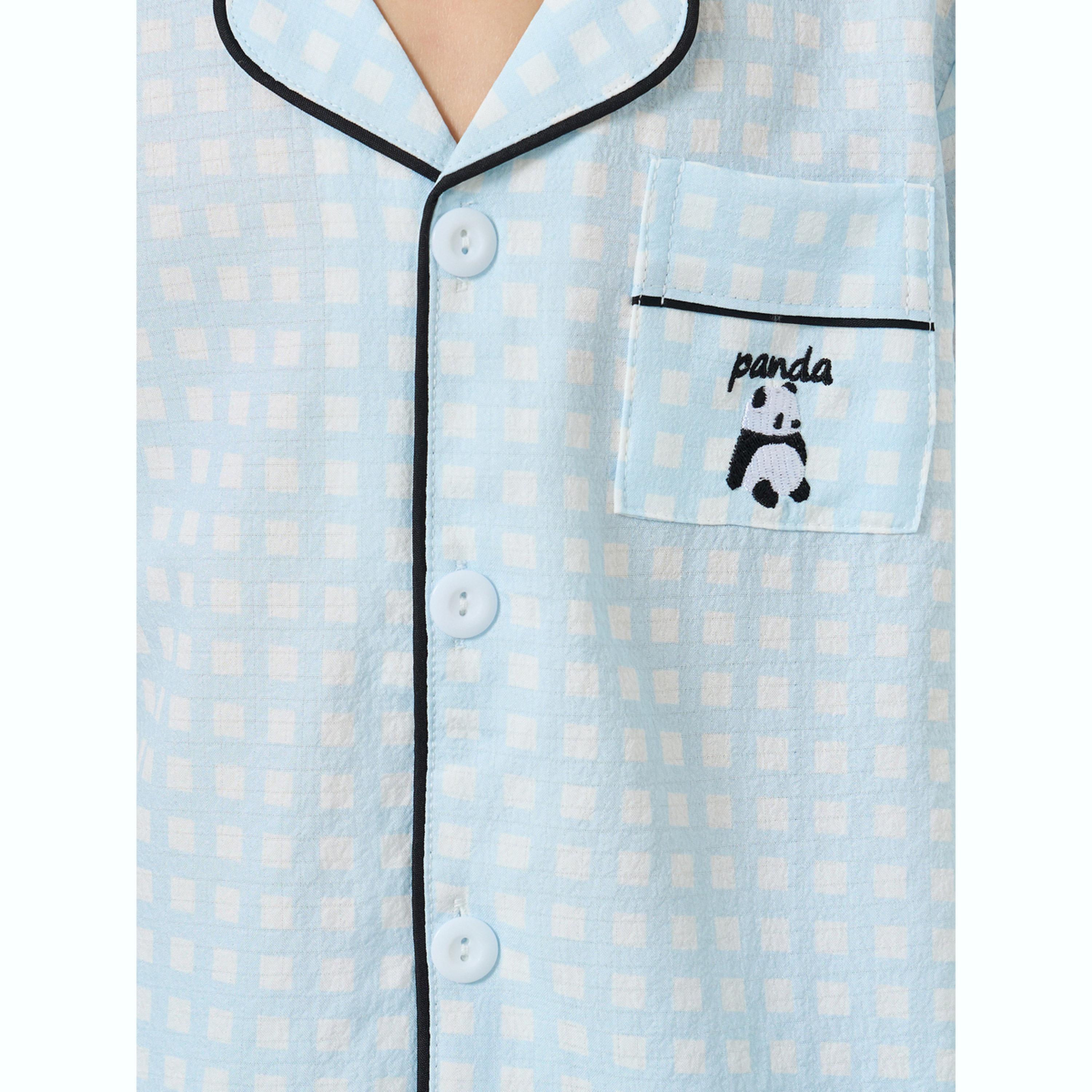 طقم بيجاما من بنطال وبلوزة كاروهات بأكمام قصيرة-boys-clothing-nightwear-image-6
