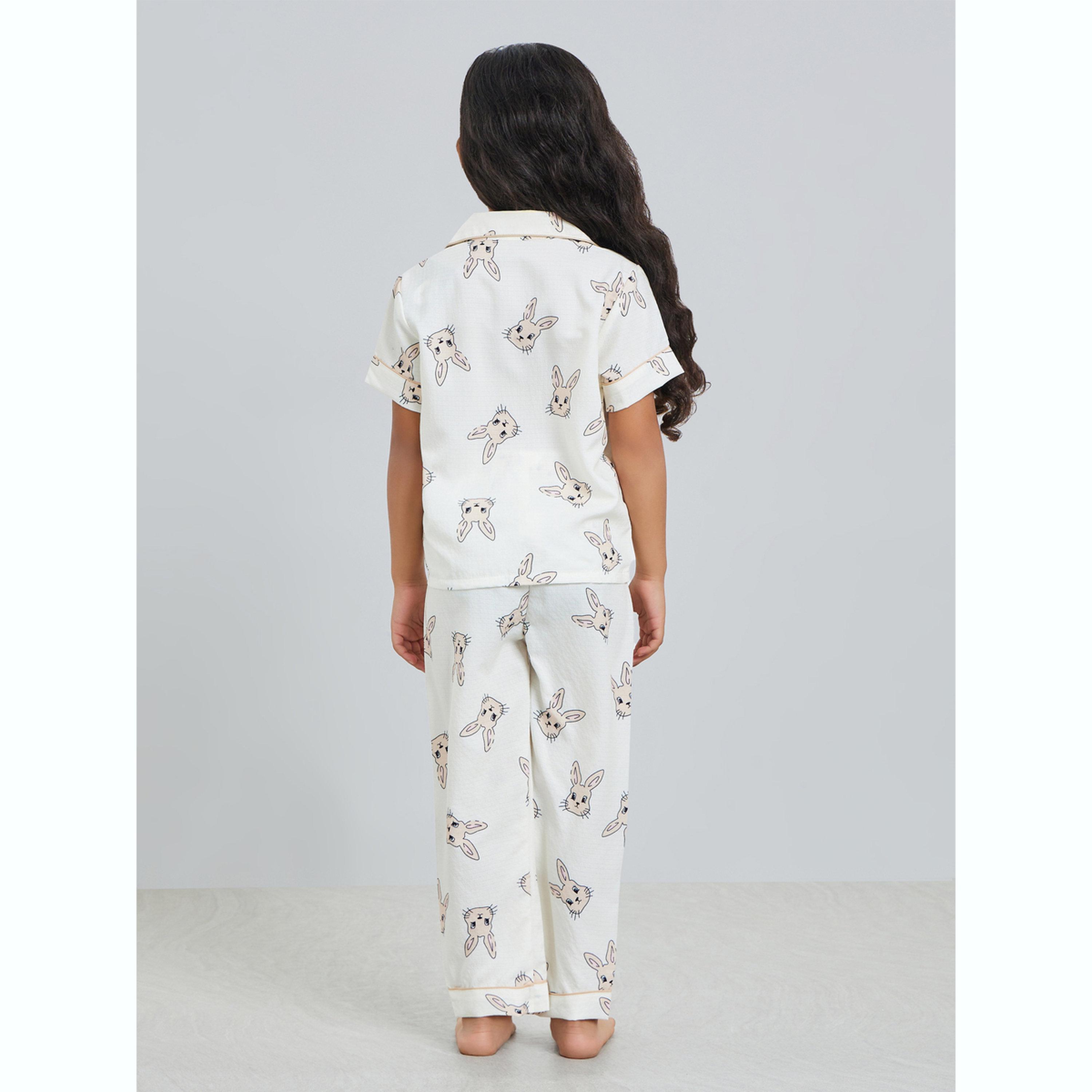 Take Two Girls Bunny Print Shirt and Pyjama Set-girls-clothing-nightwear-image-3