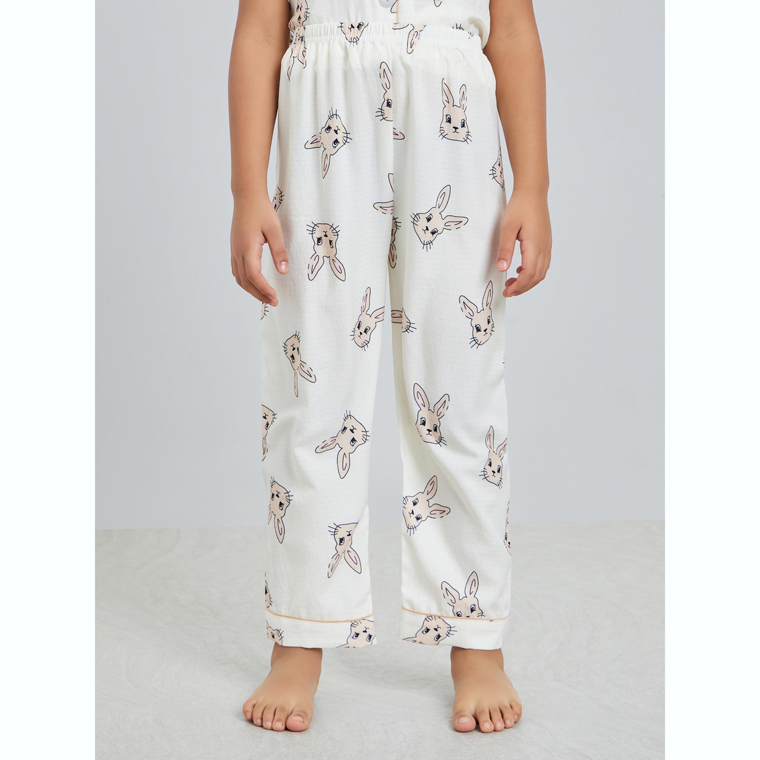Take Two Girls Bunny Print Shirt and Pyjama Set-girls-clothing-nightwear-image-4