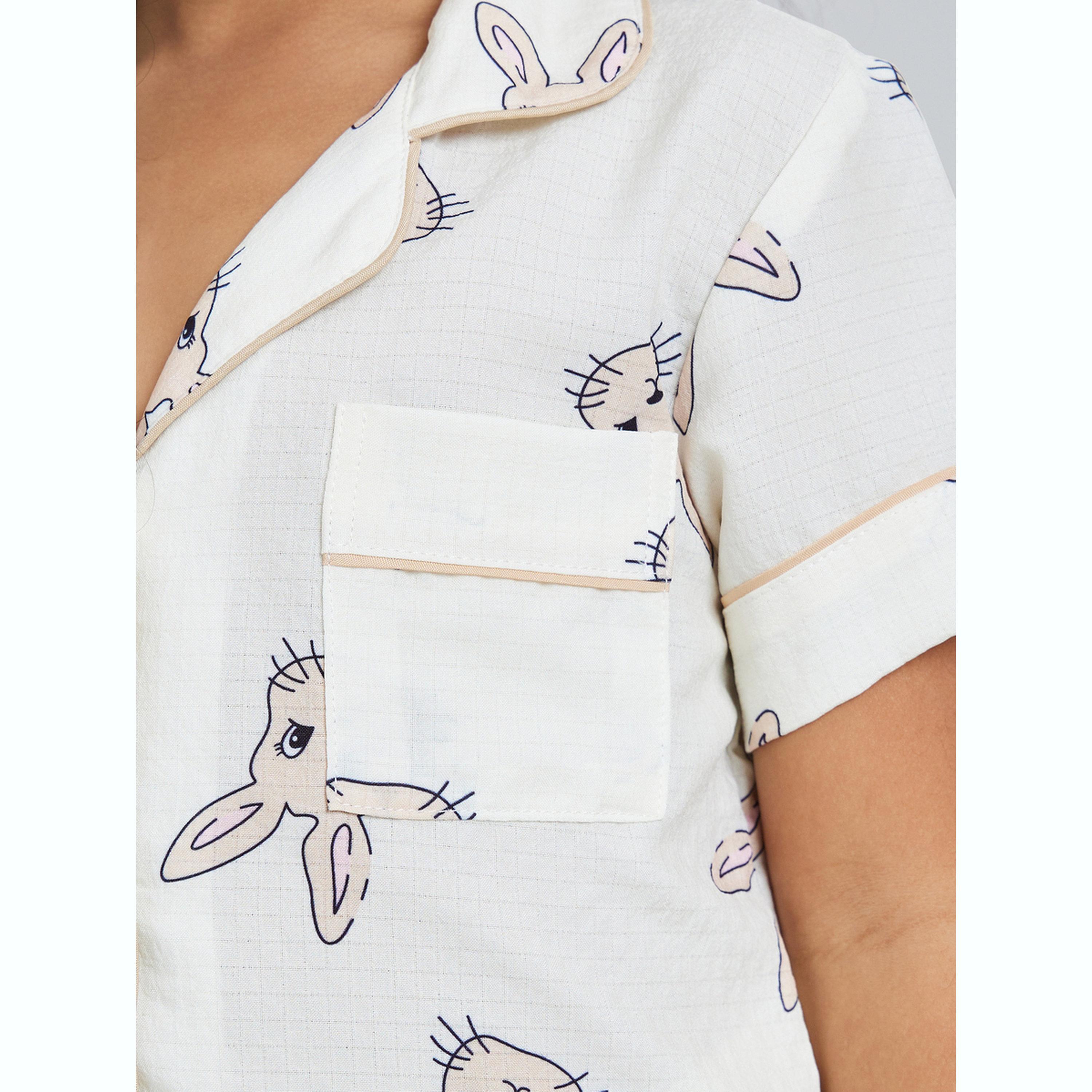 Take Two Girls Bunny Print Shirt and Pyjama Set-girls-clothing-nightwear-image-5