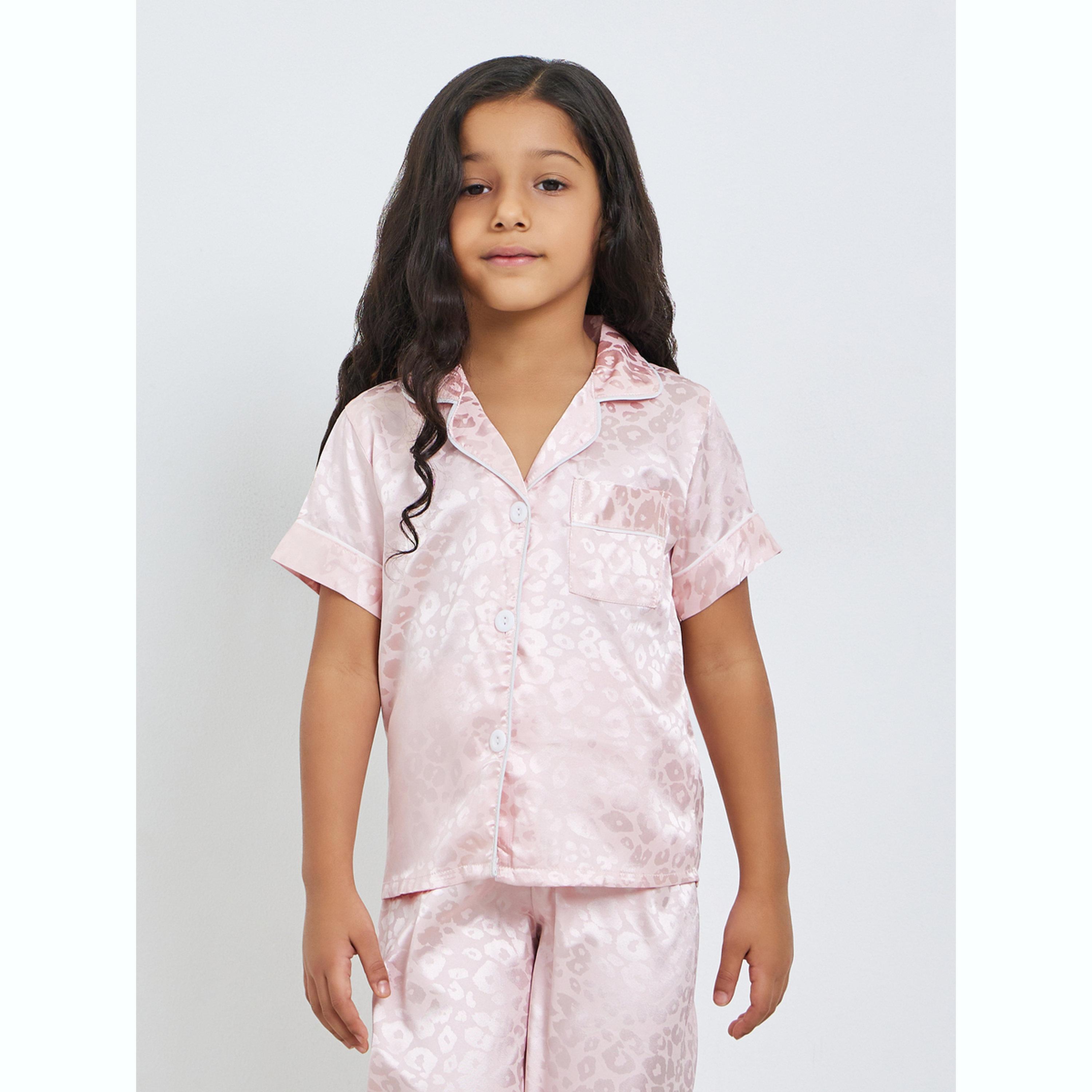 Take Two Girls Animal Print Short Sleeve Shirt and Pyjama Set-girls-clothing-nightwear-image-2