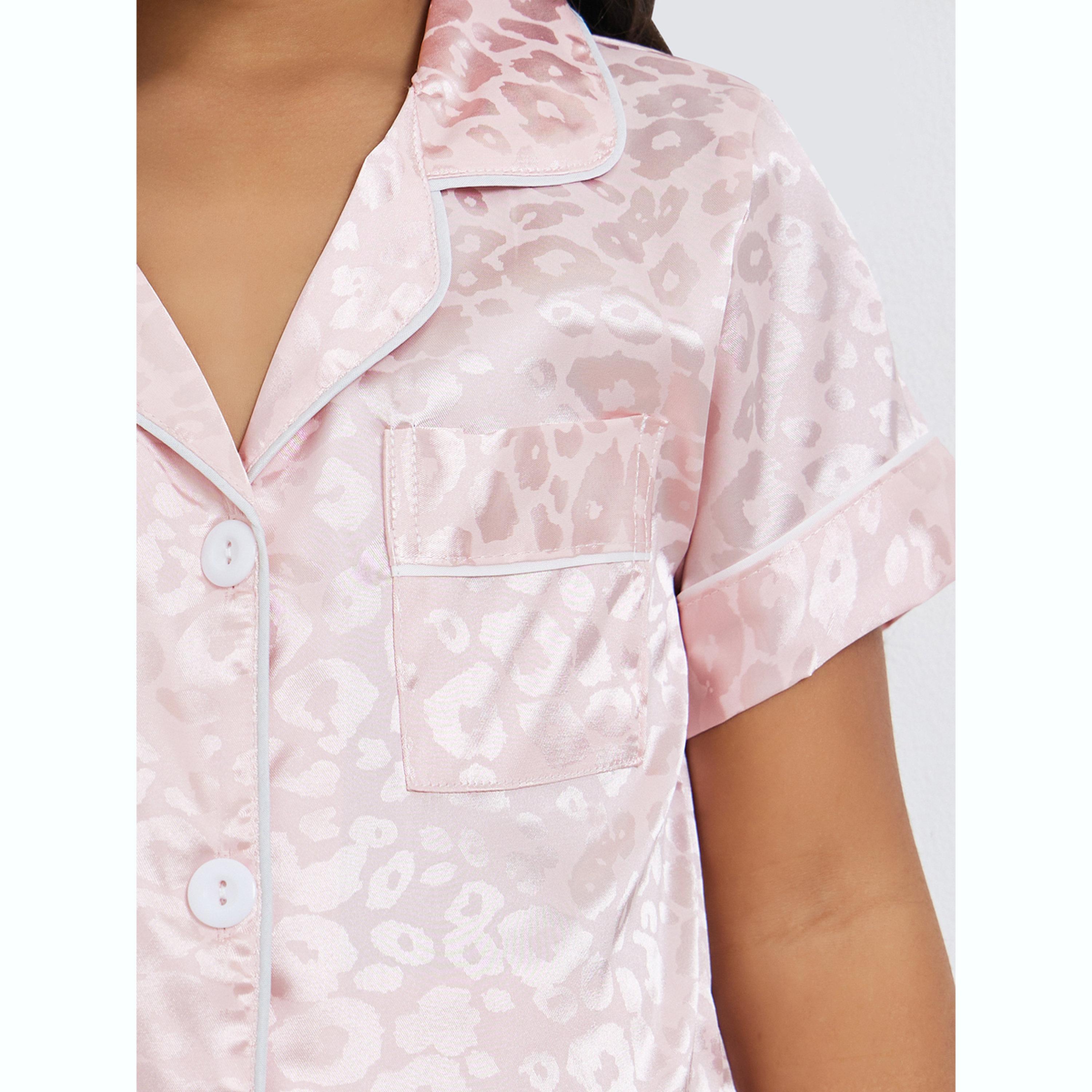 Take Two Girls Animal Print Short Sleeve Shirt and Pyjama Set-girls-clothing-nightwear-image-5