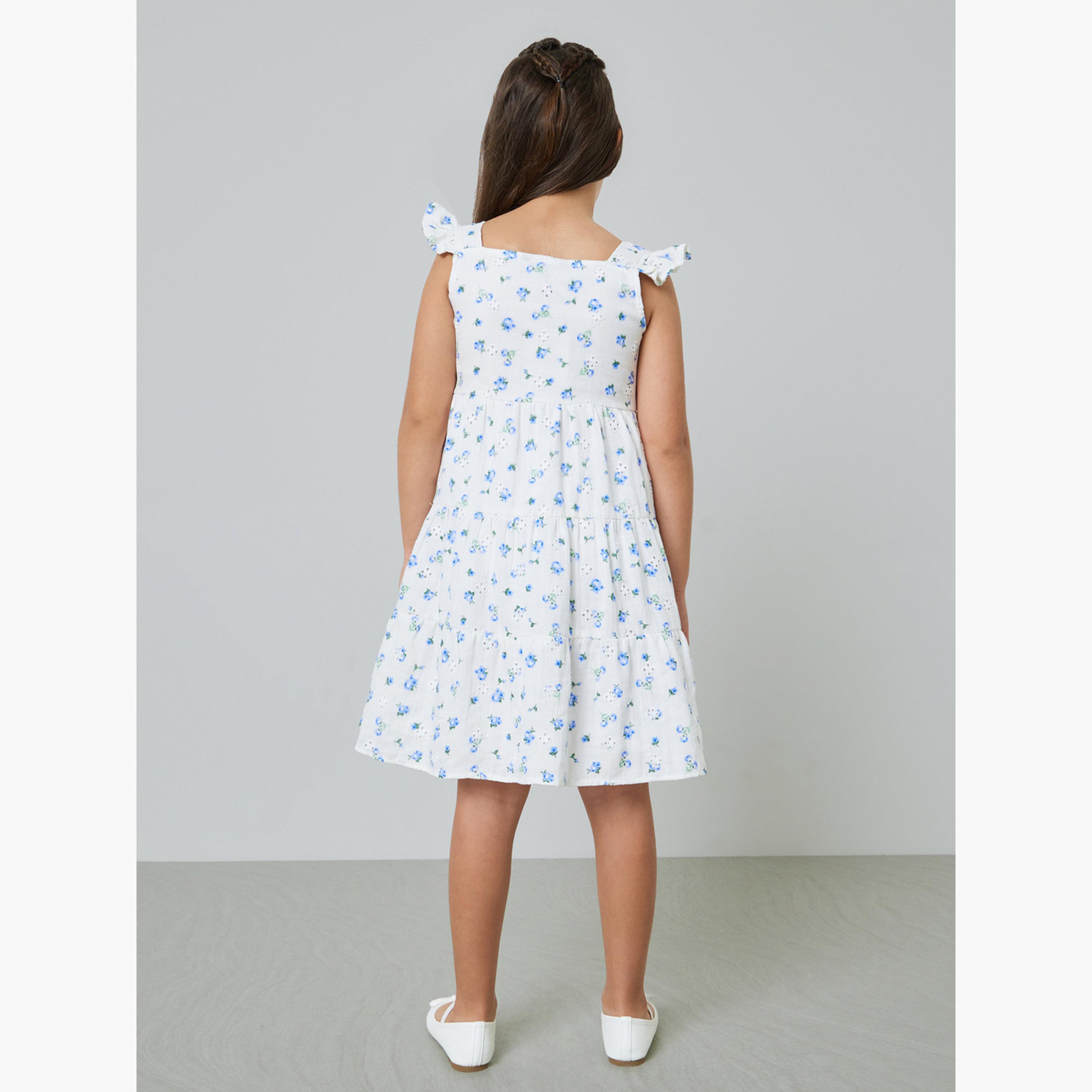 Styli Girls Embroidered Dress with Floral Print-girls-clothing-bottoms-skirts-image-3