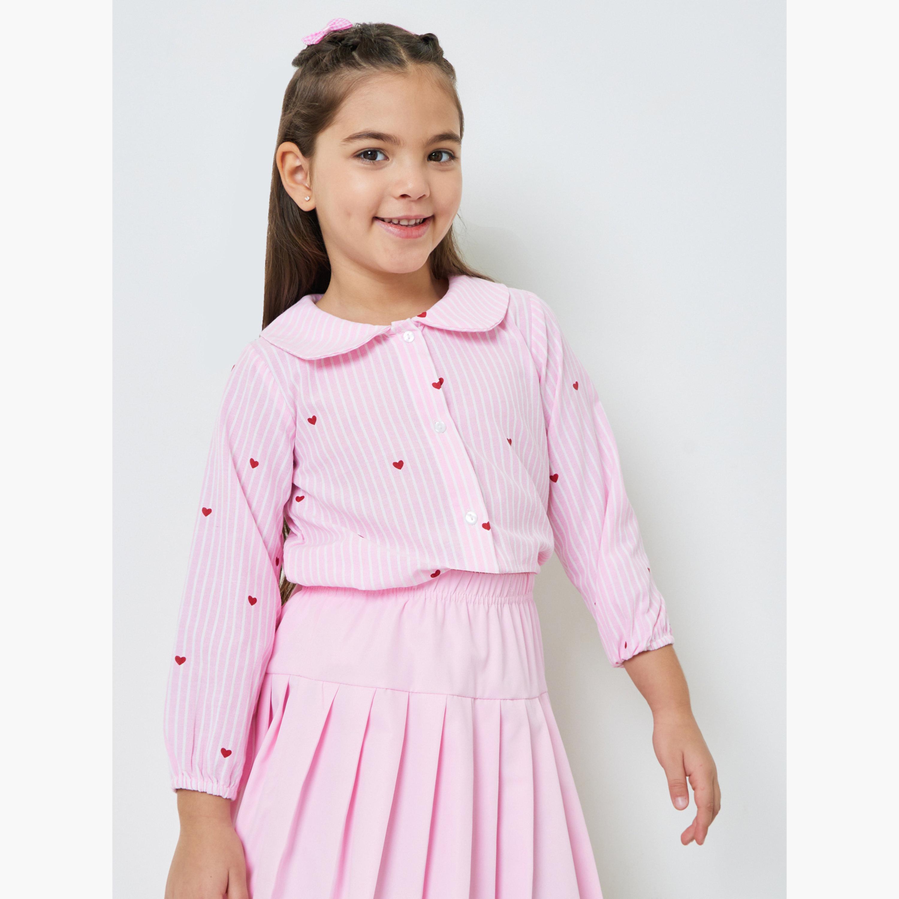 قميص قطن مخطط بقلوب للبنات-girls-clothing-blousesandshirts-image-3