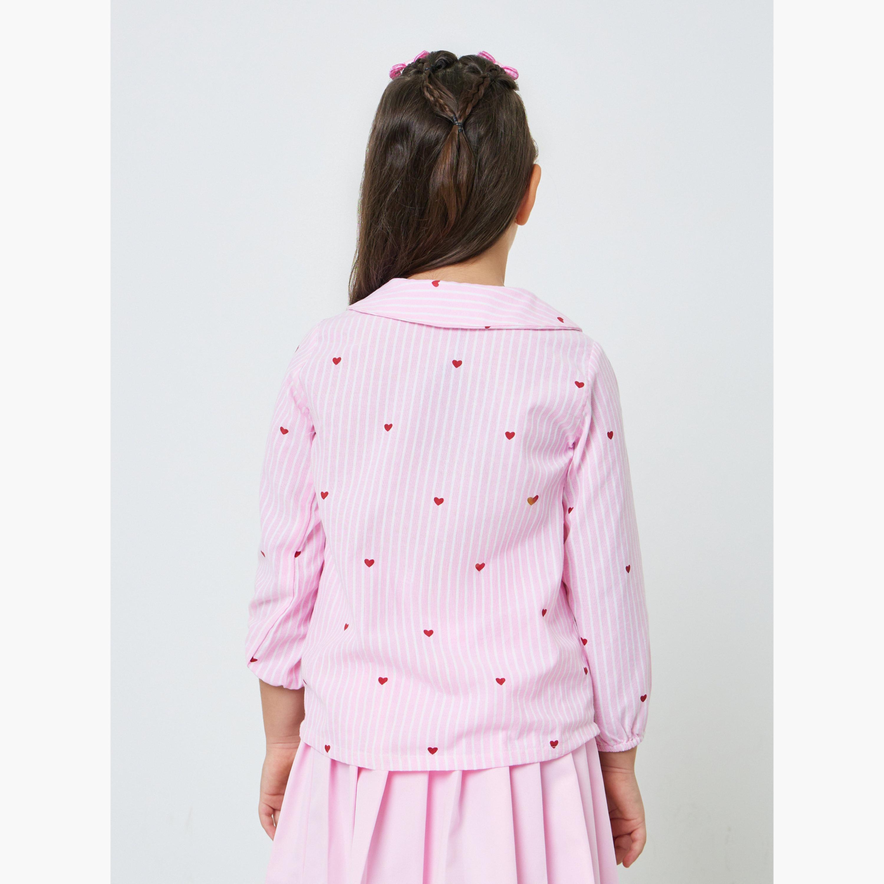 قميص قطن مخطط بقلوب للبنات-girls-clothing-blousesandshirts-image-4