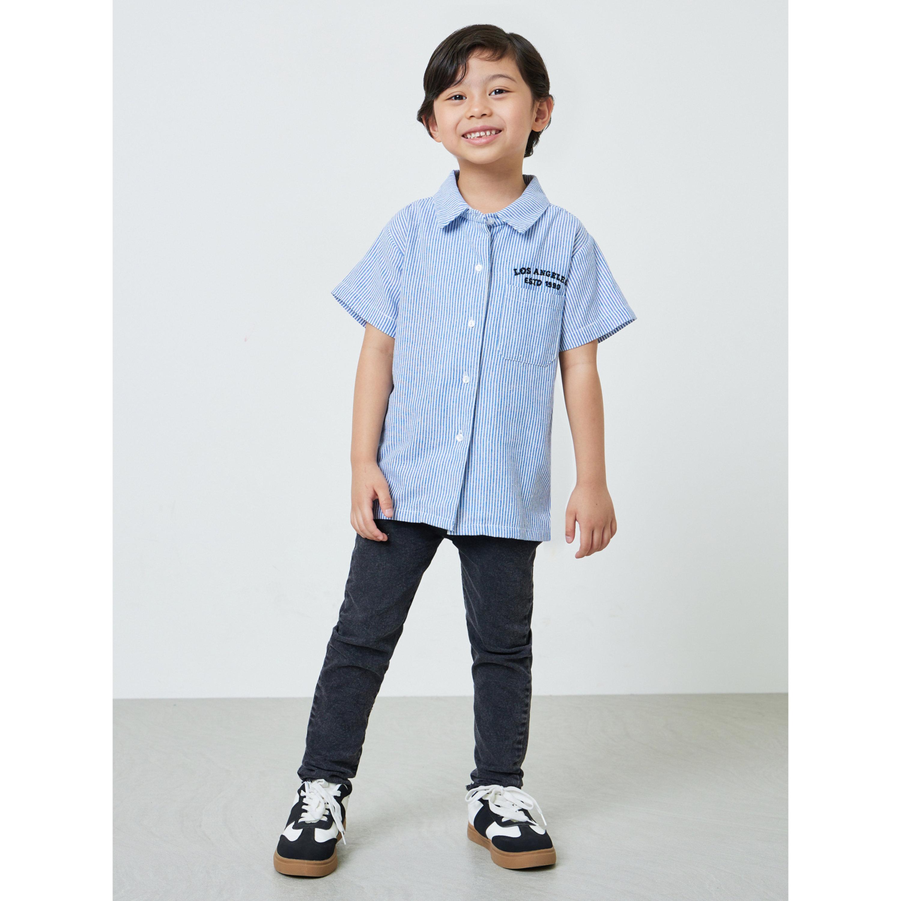 قميص قطن بأكمام قصيرة ونمط خطوط للأولاد-boys-clothing-shirts-image-2